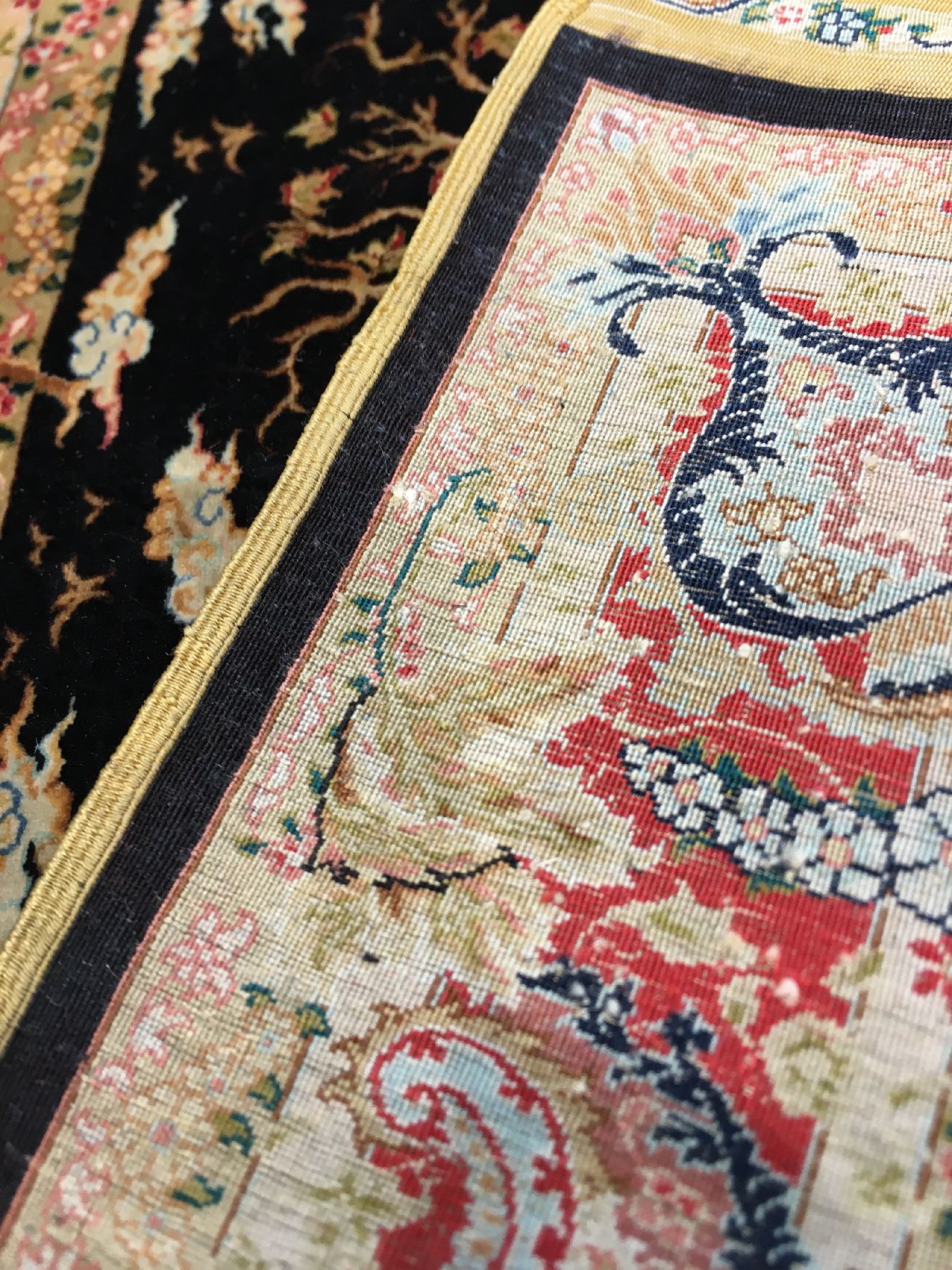 Detail h: Extrem feiner Seiden Hereke "Özipek" (Signiert) "28x28 Knüpfung" 7,8 Mio. Knoten per Quadratmeter, Türkei, um 1980, reine ...