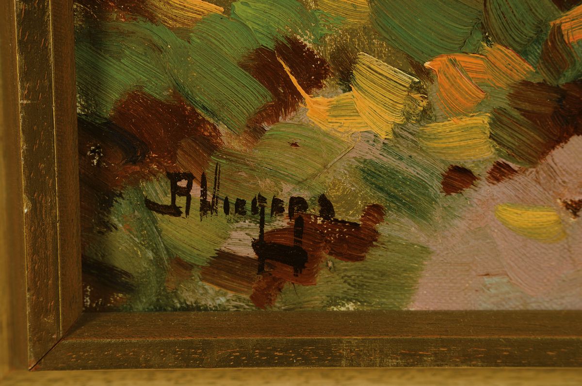 Detail a: Ben Viegers, 1886 - 1947, Fuhrwerk im Birkenwald, Öl/Lwd, re. unten signiert, ca. 60 x 50 cm