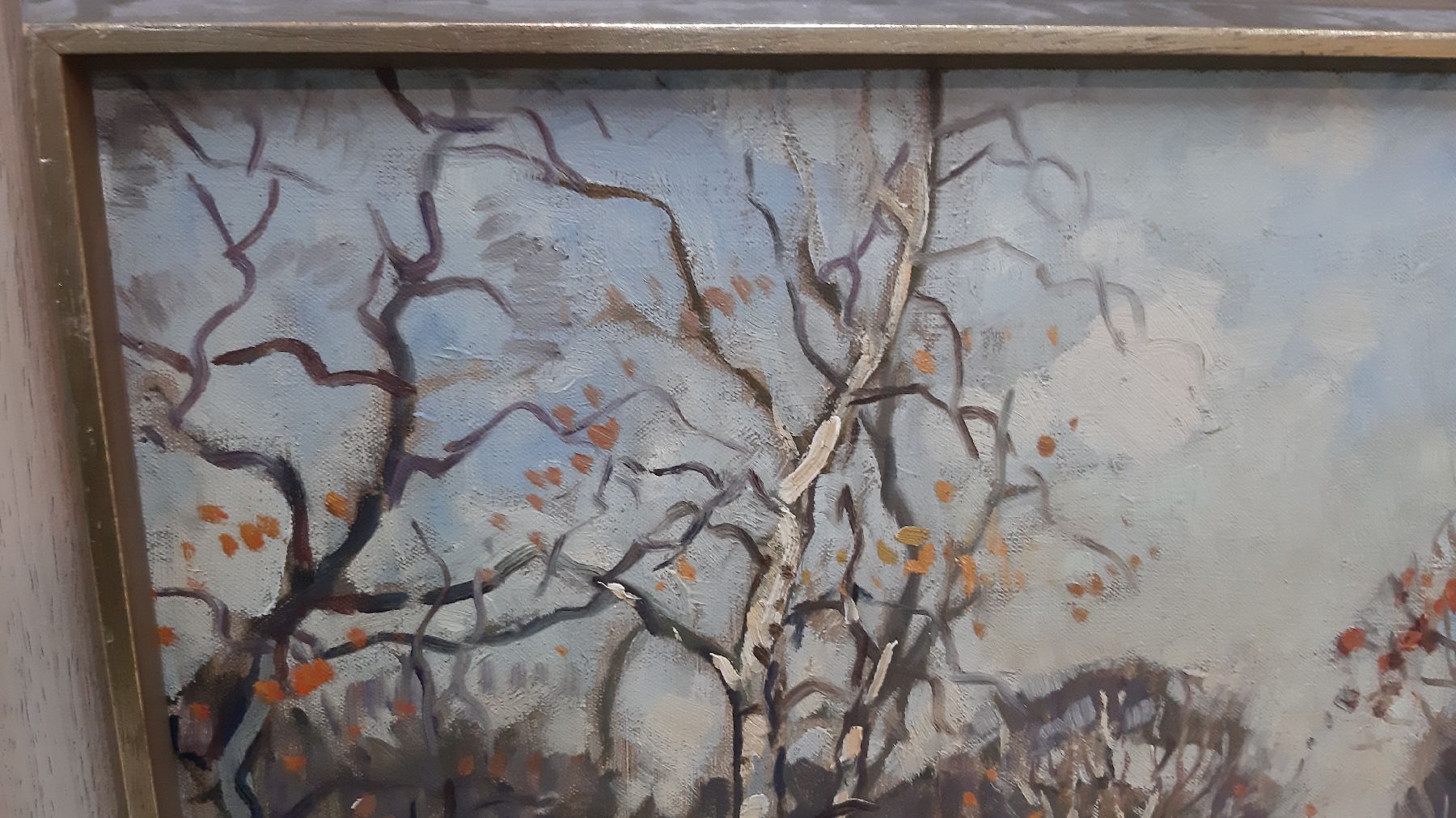 Detail d: Ben Viegers, 1886 - 1947, Fuhrwerk im Birkenwald, Öl/Lwd, re. unten signiert, ca. 60 x 50 cm