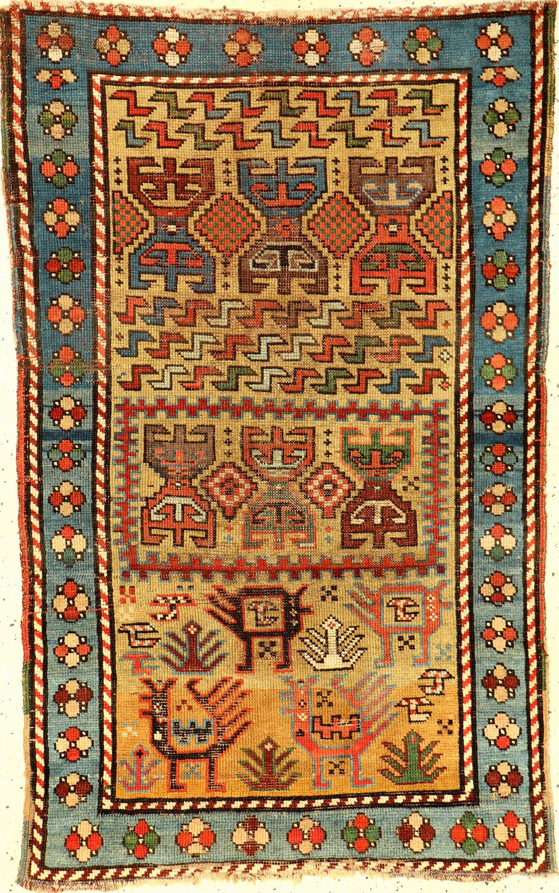 Seltener Sileh "Teppich" antik, Südkaukasus Karabagh-Gebiet, Ende 19.Jhd., Wolle geknüpft auf Wolle. Kleinformatiger Sileh Karabagh mit ...