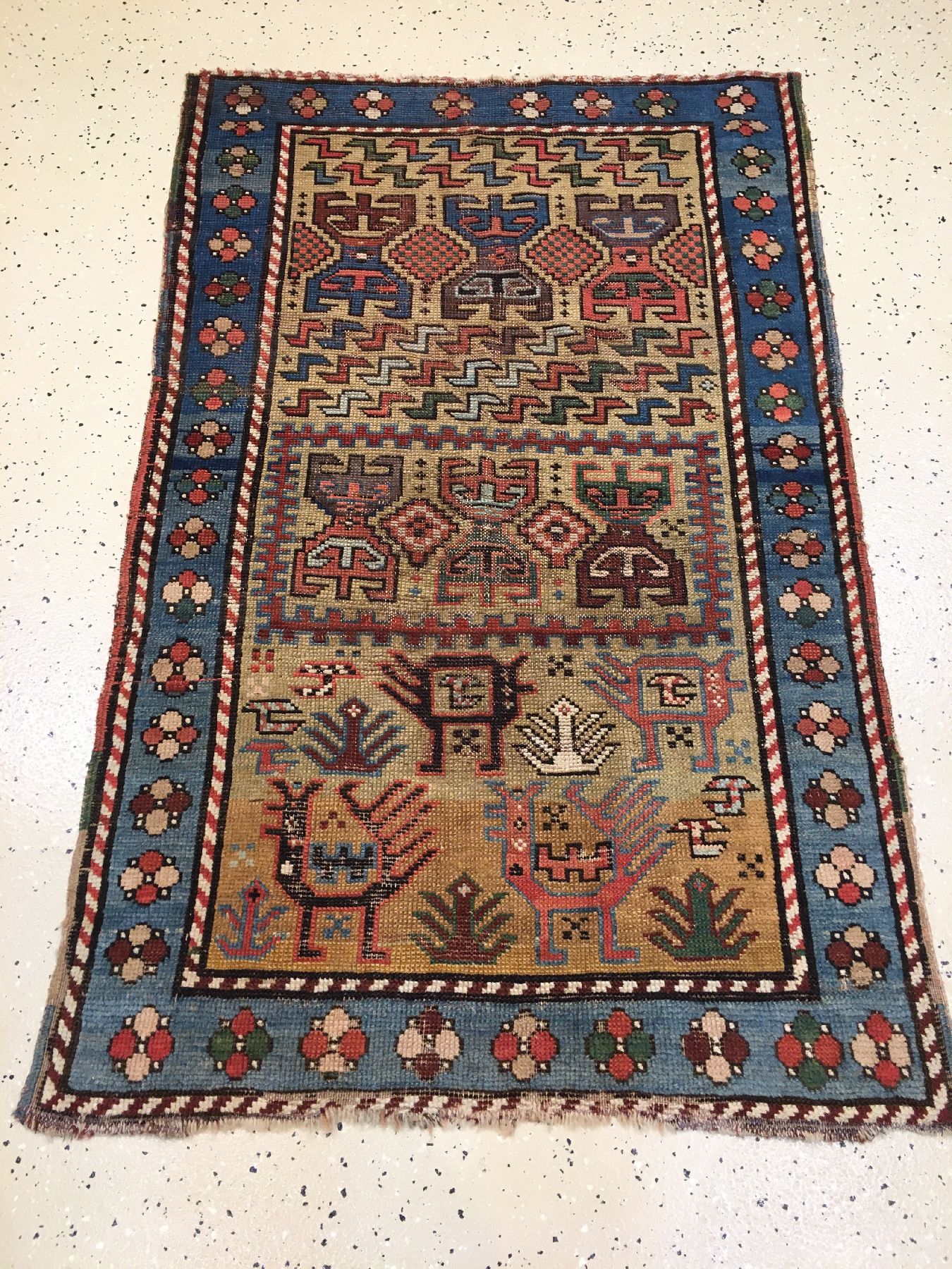 Detail a: Seltener Sileh "Teppich" antik, Südkaukasus Karabagh-Gebiet, Ende 19.Jhd., Wolle geknüpft auf Wolle. Kleinformatiger Sileh Karabagh mit ...