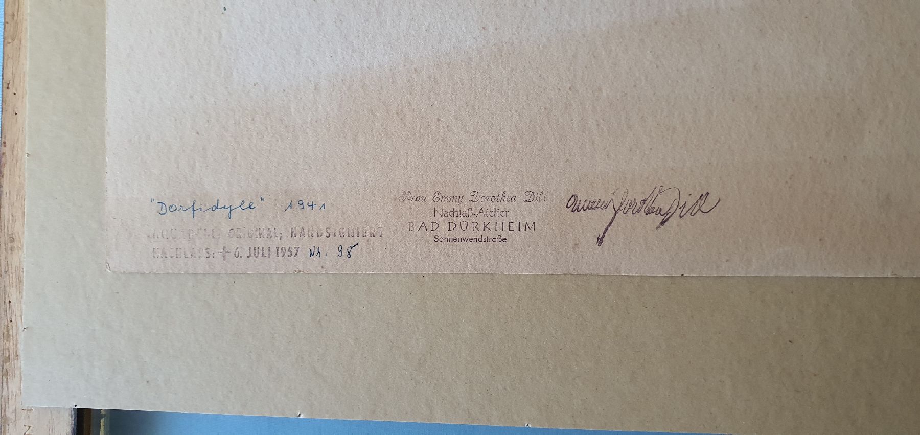 Detail b: Otto Dill, 1884 Neustadt - 1957 Bad Dürkheim, Dorfidyll, Aquarell, re. unten signiert, verso mit Titel, verso dat. 41, verso Nachlassstempel, ca. ...
