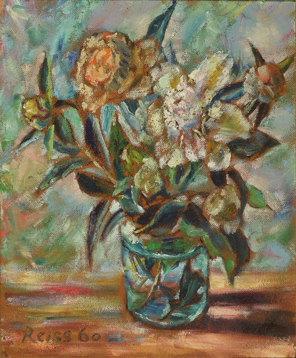 Heinz Reiss, 1923 - 2012 Haßloch, Schüler von Philipp Steinmetz, Mitglied der Künstlergruppe worbs, hier: Stillleben, Öl/Malkarton, signiert, und ...