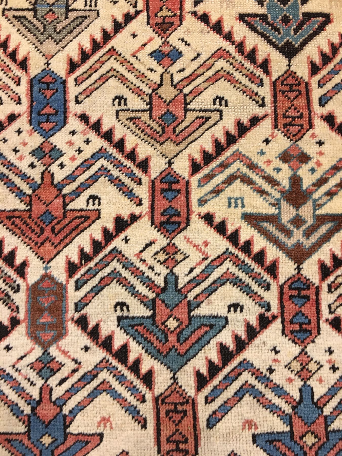 Detail d: Akstafa "Gebetsteppich" antik, Südostkaukasus, 19.Jhd., Wolle geknüpft auf Wolle. Fein geknüpfter Akstafa im charakteristischen langen ...