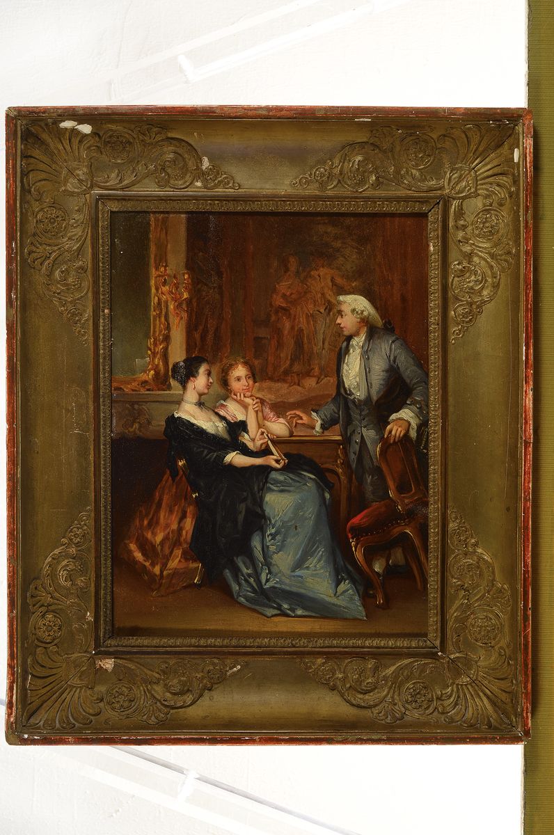 Detail k: Frederik Hendrik Kämmerer, 1839-1902, Interieur, Im Salon, li. unten signiert, Öl/Holz, Prunkrahmen, ca. 32.5x24 cm