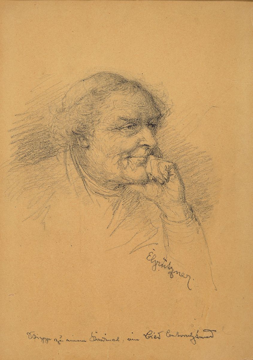 Eduard von Grützner, 1846 Großkarlowitz b. Neisse - 1925 München, Bleistiftskizze, nachdenklicher Geistlicher, signiert und am Bildrand mit ...