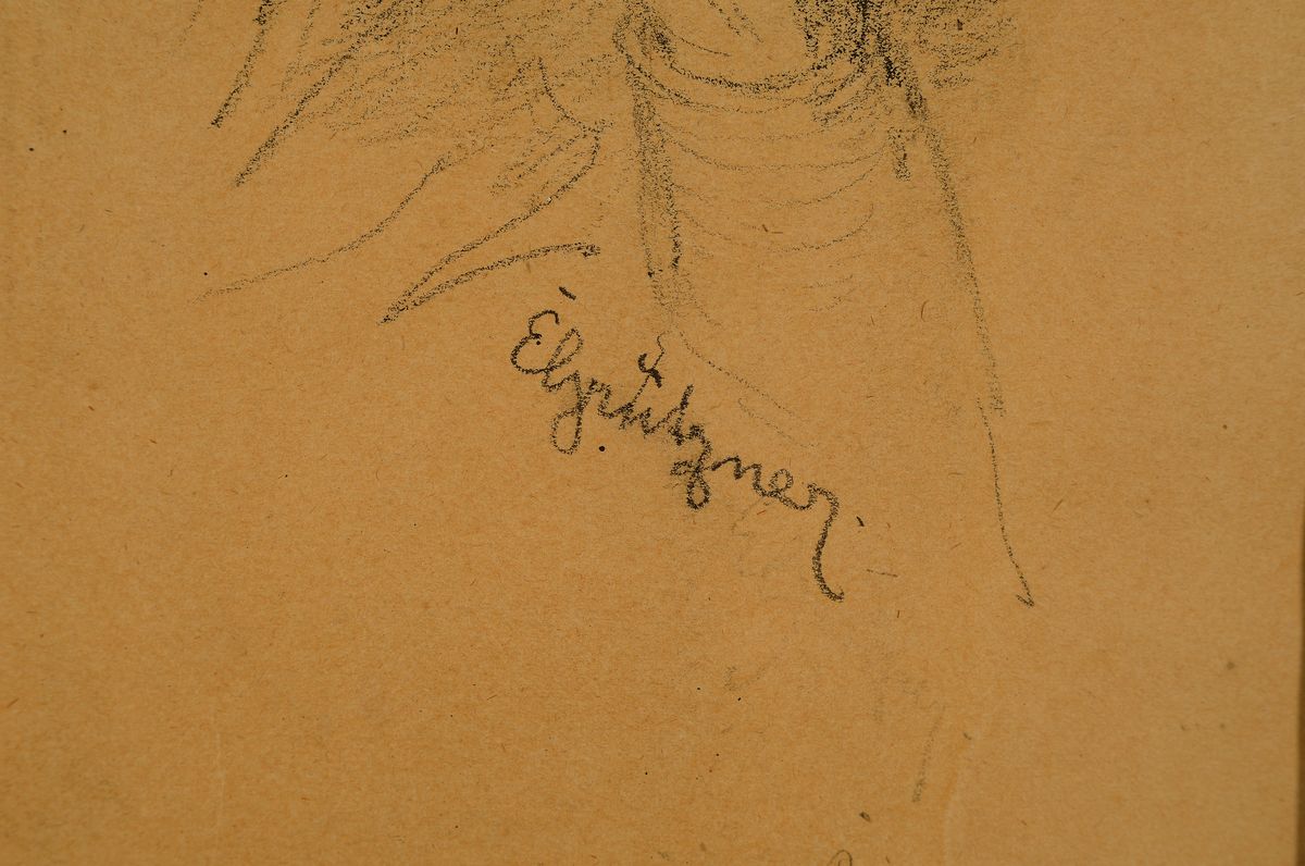 Detail a: Eduard von Grützner, 1846 Großkarlowitz b. Neisse - 1925 München, Bleistiftskizze, nachdenklicher Geistlicher, signiert und am Bildrand mit ...