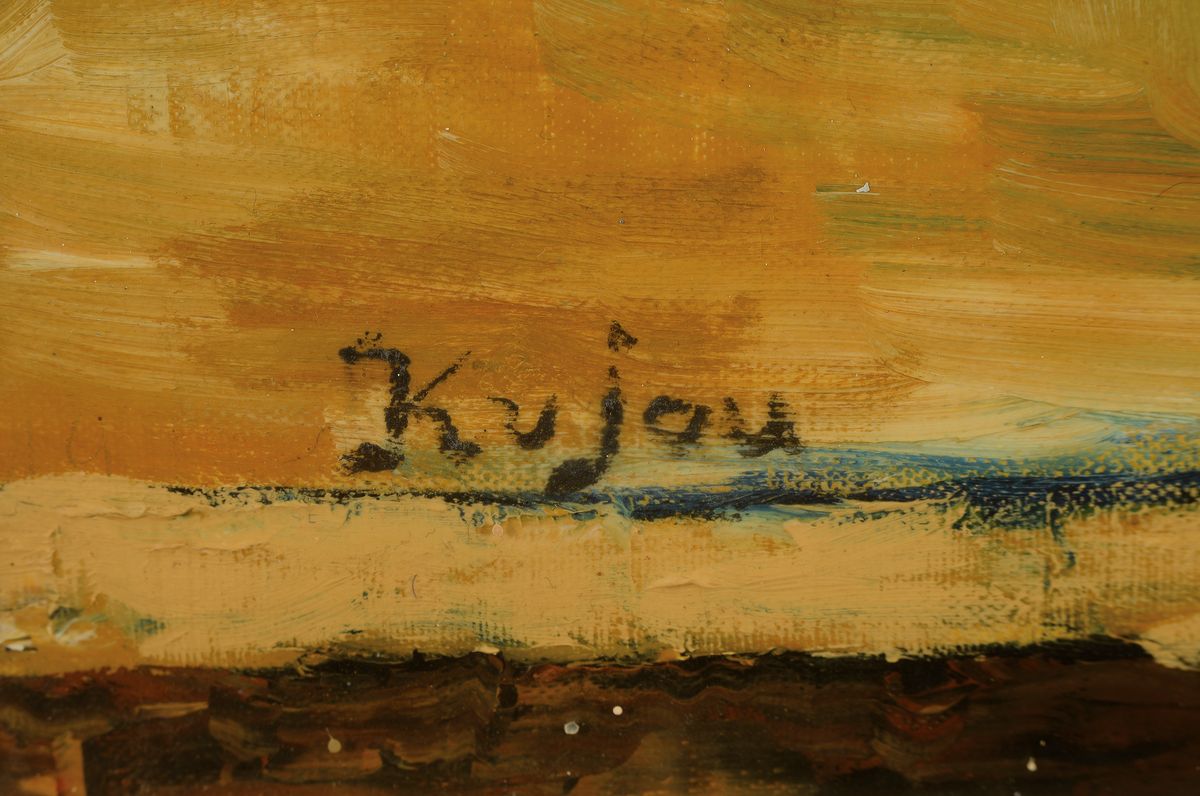 Detail a: Kujau nach Paul Cezanne, Stillleben mit Blumen und Obst, Öl/Lwd, signiert, ca. 58 x 50 cm