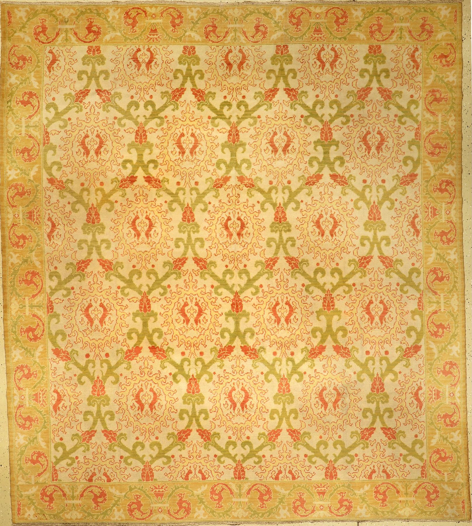 Großer feiner Spanischer "Art-Deco" Teppich alt, Spanien, um 1920, Wolle geknüpft auf Baumwolle. Dekorativer spanischer Teppich aus der ...