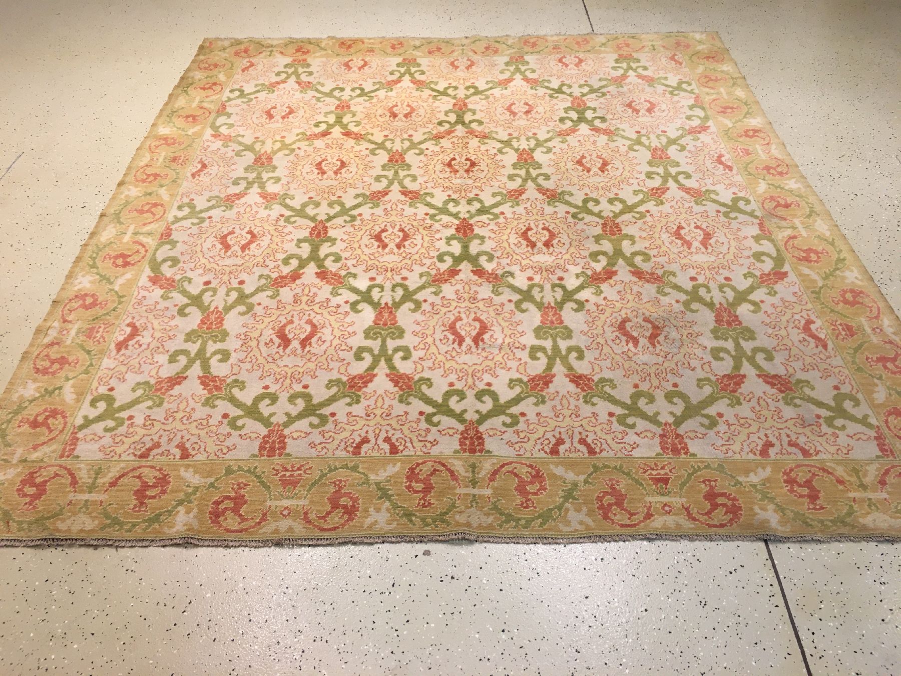 Detail a: Großer feiner Spanischer "Art-Deco" Teppich alt, Spanien, um 1920, Wolle geknüpft auf Baumwolle. Dekorativer spanischer Teppich aus der ...