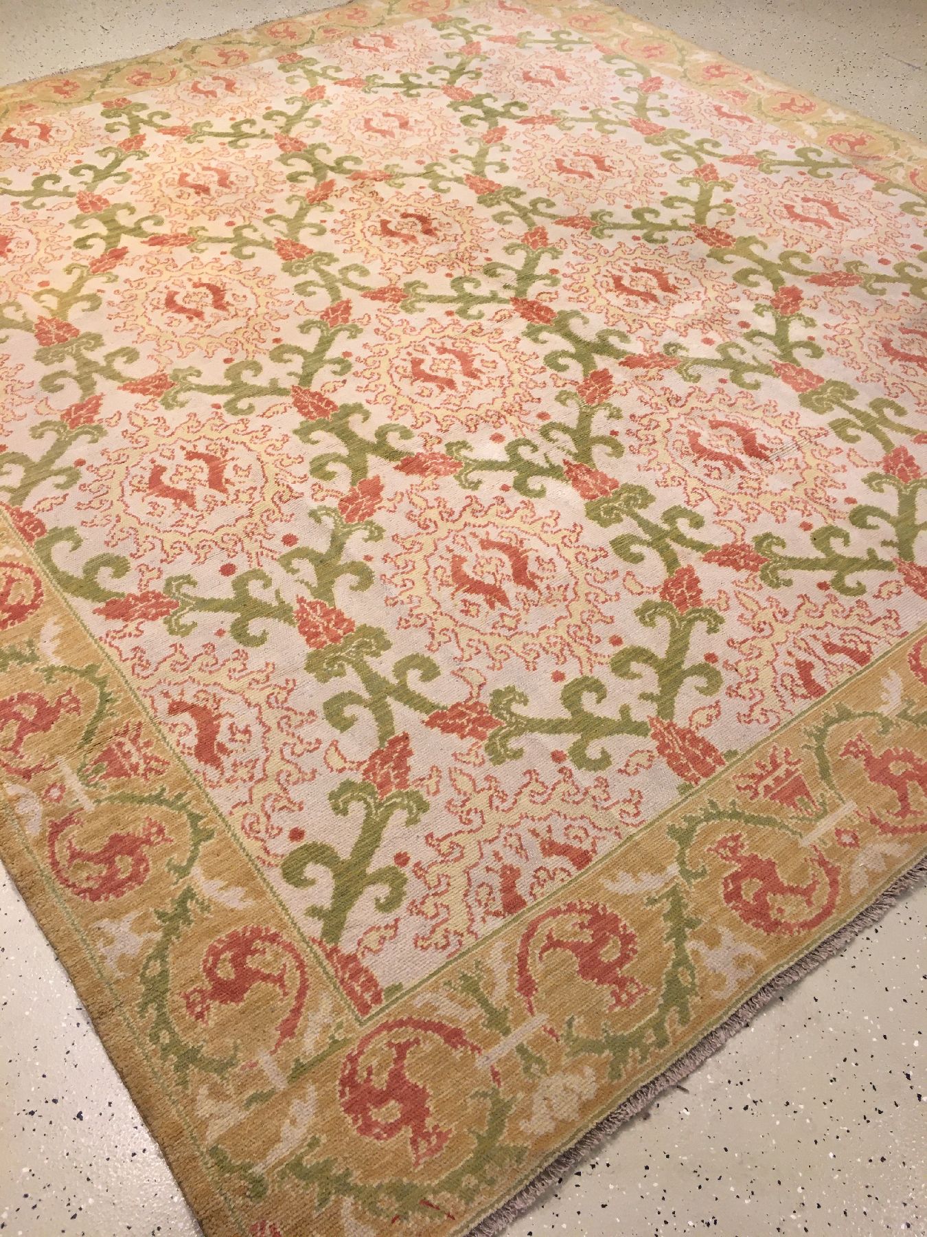 Detail b: Großer feiner Spanischer "Art-Deco" Teppich alt, Spanien, um 1920, Wolle geknüpft auf Baumwolle. Dekorativer spanischer Teppich aus der ...
