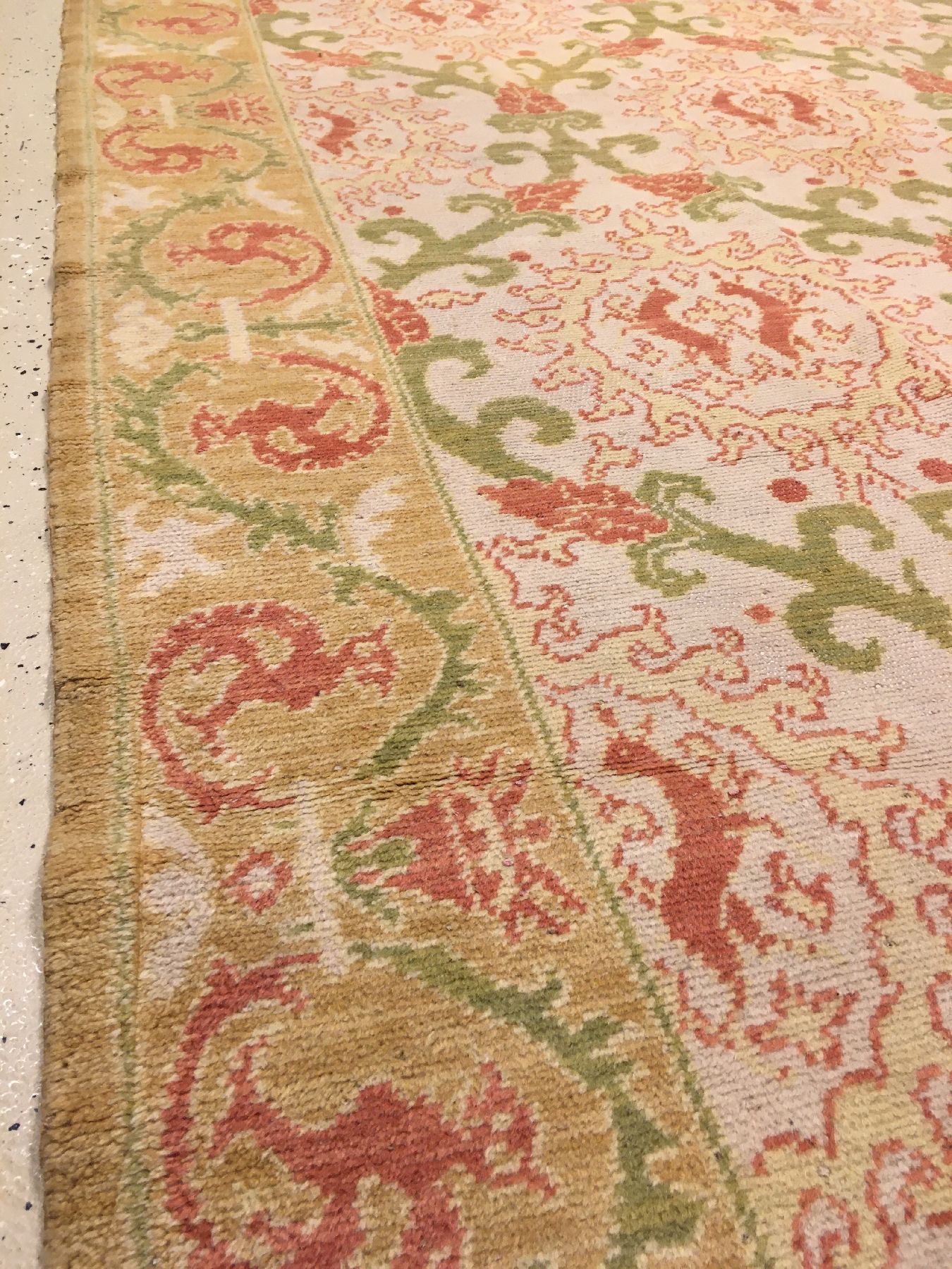 Detail d: Großer feiner Spanischer "Art-Deco" Teppich alt, Spanien, um 1920, Wolle geknüpft auf Baumwolle. Dekorativer spanischer Teppich aus der ...