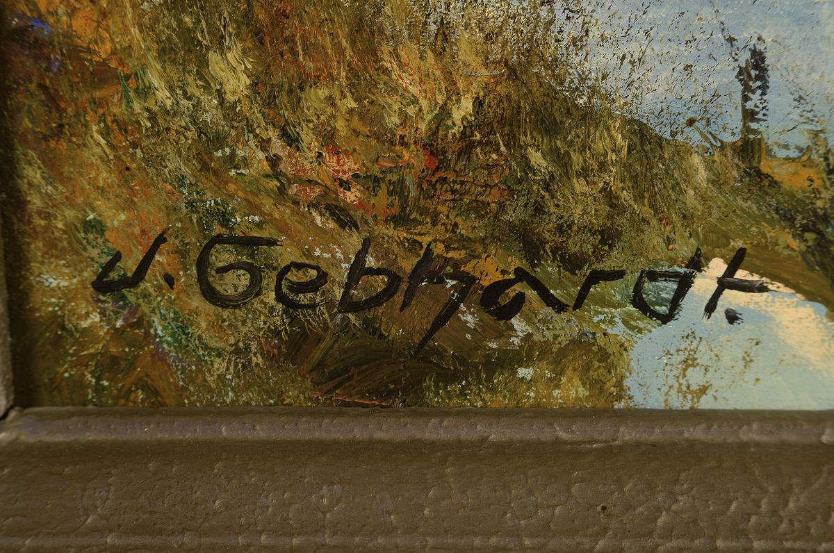 Detail a: Johannes Gebhardt, 1898 - 1970 Lampertheim, Winterlandschaft bei Lampertheim, Altrhein bei Lampertheim, "Tauwetter", verso bezeichnetund ...