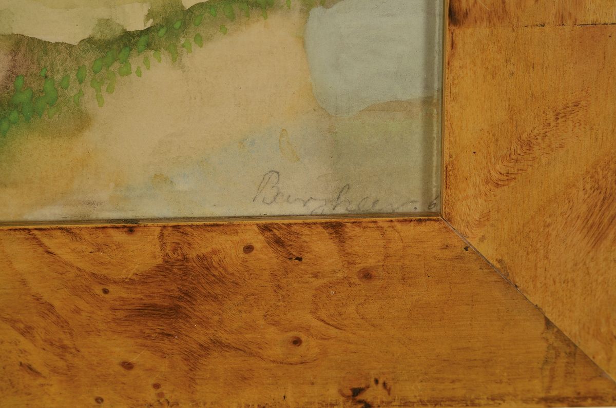 Detail a: Eduard Bagheer, Hamburg 1901 - 1967, Aquarell, Landschaft mit Feldern, Drauf- und Vordersicht gleichzeitig dargestellt, differenzierte Auffassung der ...