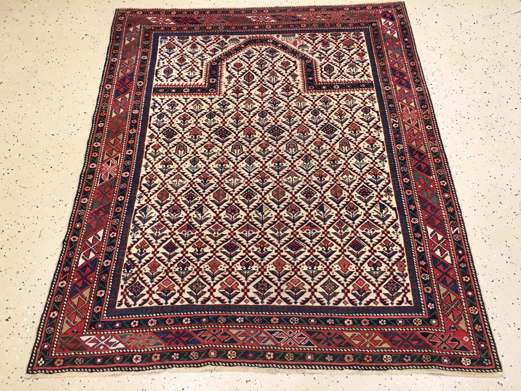 Detail a: Sehr feiner Schirwan "Gebetsteppich" antik (Mit minimalen Seiden-Highlights), Ostkaukasus, Datiert um 1900, Wolle/min. Seiden-Highlights ...