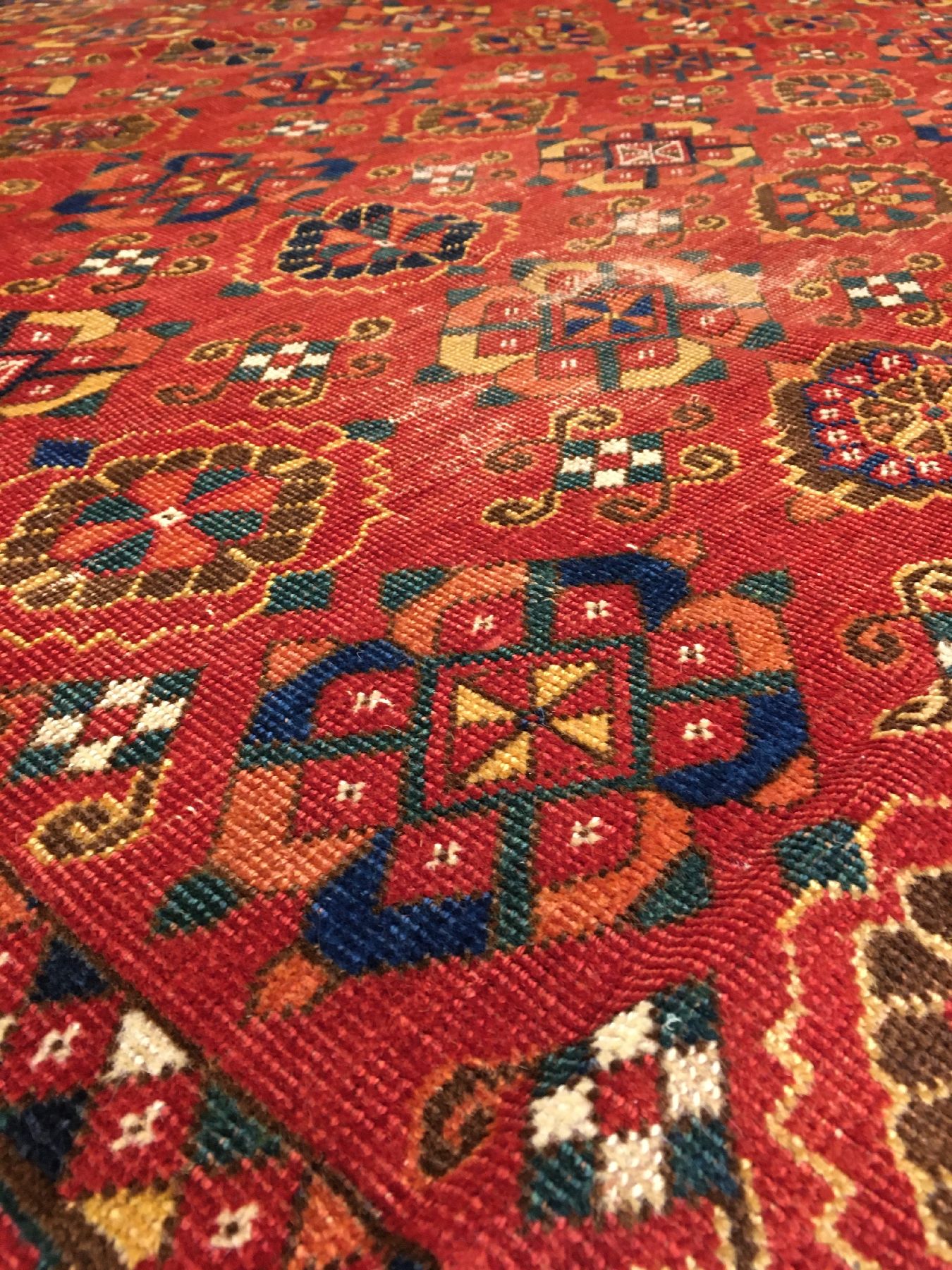 Detail d: Früher feiner Beschir "Hauptteppich" antik (Mina-Khani), Turkmenistan Amu-Darja, 1.Hälfte 19.Jhd., Wolle geknüpft auf Wolle. Seltener ...