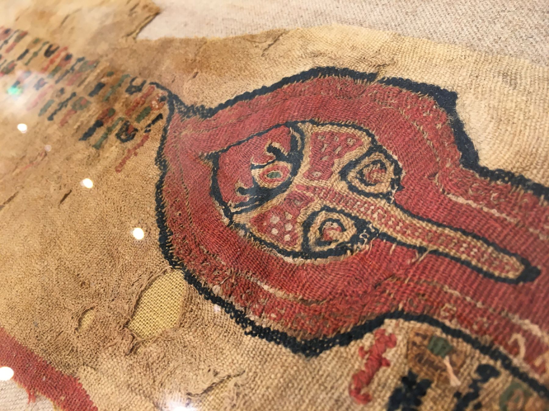 Detail h: (12 Lots) Seltene frühe Koptische "Textilfragmente" antik, Ägypten, 4.-7.Jhd., Wolle mit Baumwolle gewebt auf Wolle. Mystische Fragmente ...