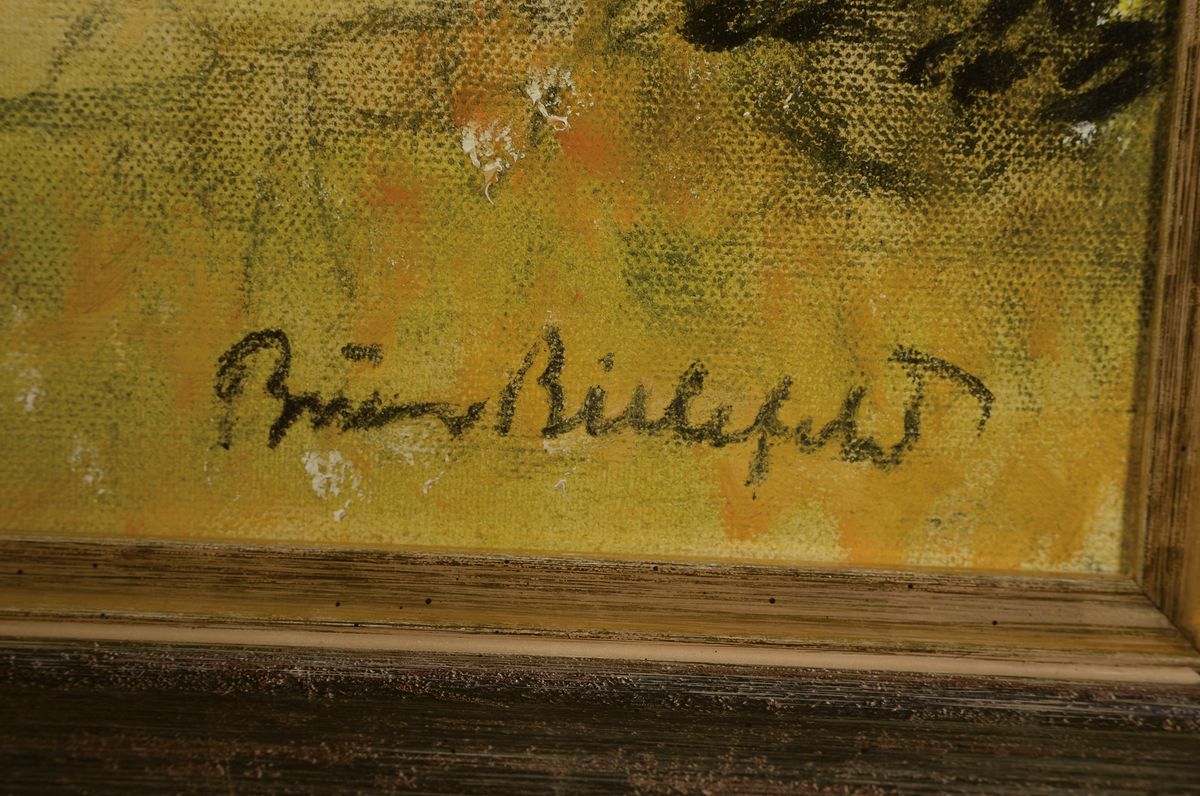 Detail a: Bruno Bielefeld, 1879 Blumenau-1973 Berlin, Blick auf einen See mit Segelschiffen, Öl/Lwd, rechts unten signiert, ca. 61x78cm/75x91cm, Rahmen