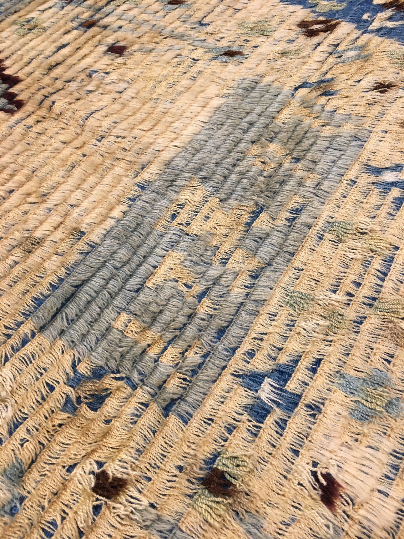 Detail d: Seltener früher Rya antik (Publiziert bei Bausback), Schweden, Datiert um 1797, Wolle geknüpft auf Wolle. Publizierter schwedischer Rya Teppich ...