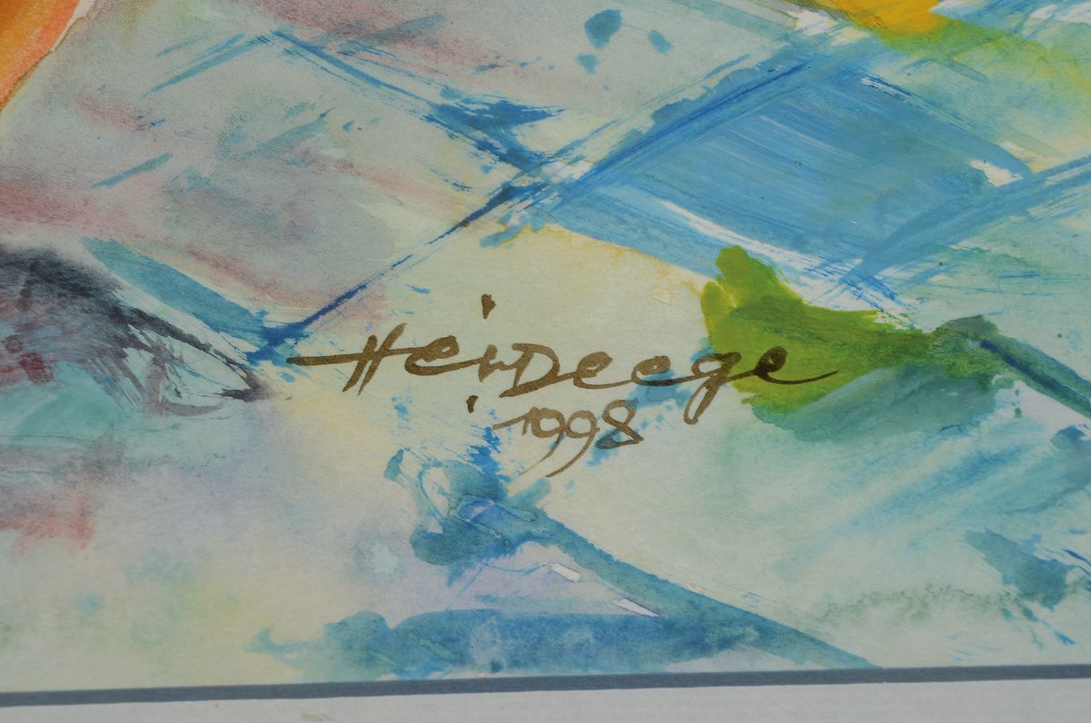 Detail a: Heiner Deege, 1920 Hassloch -2007, Blumenstillleben mit Vase, Aquarell, rechts unten signiert und datiert 1998, rückseitig Widmung, unter Glas ...