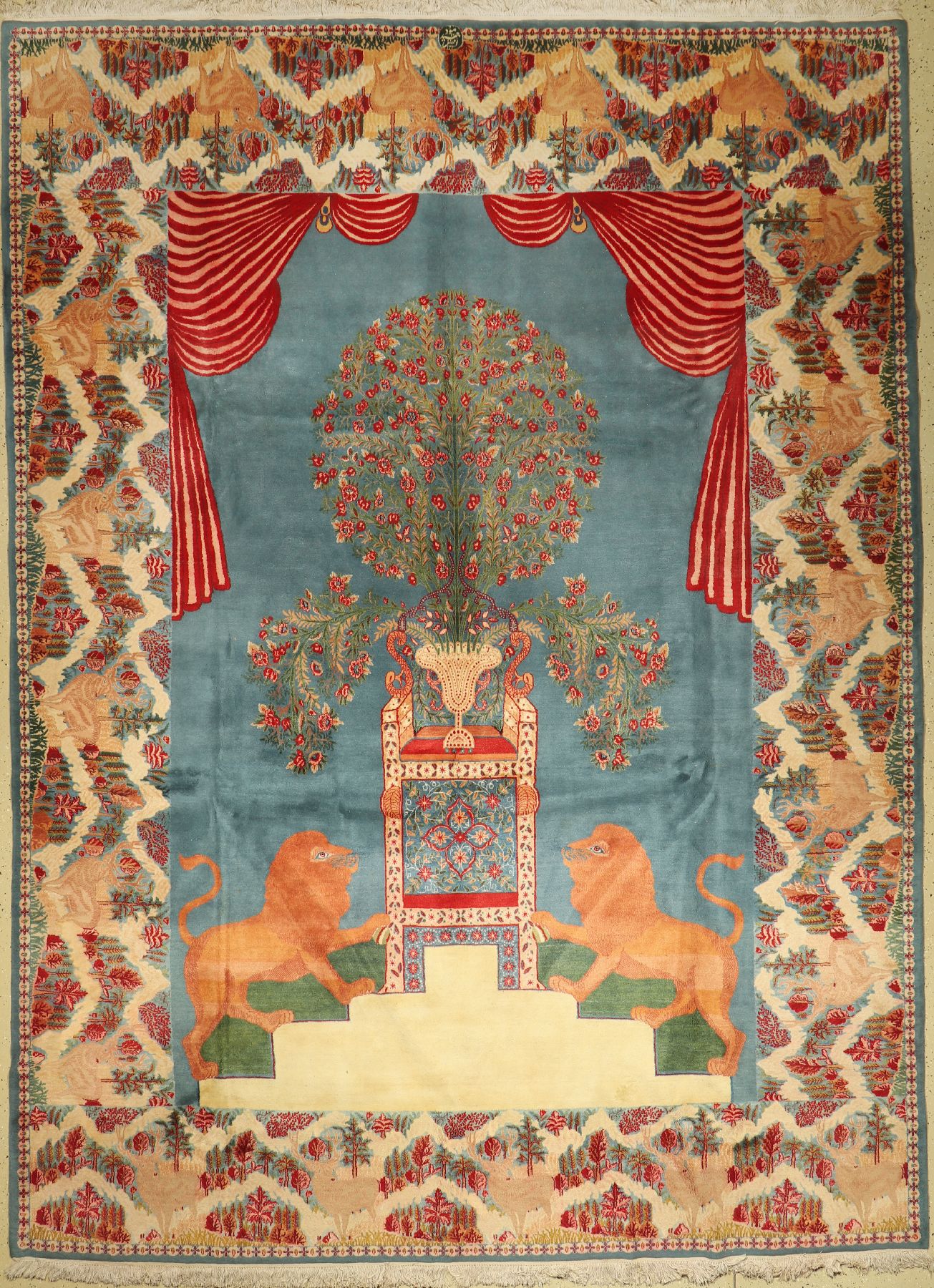 Birdjand Gemacht zum Jubiläum der Pahlavi Dynastie, Persien, um 1960/1970 , Wolle auf Baumwolle, ca, 405 x 293 cm,EHZ: 2