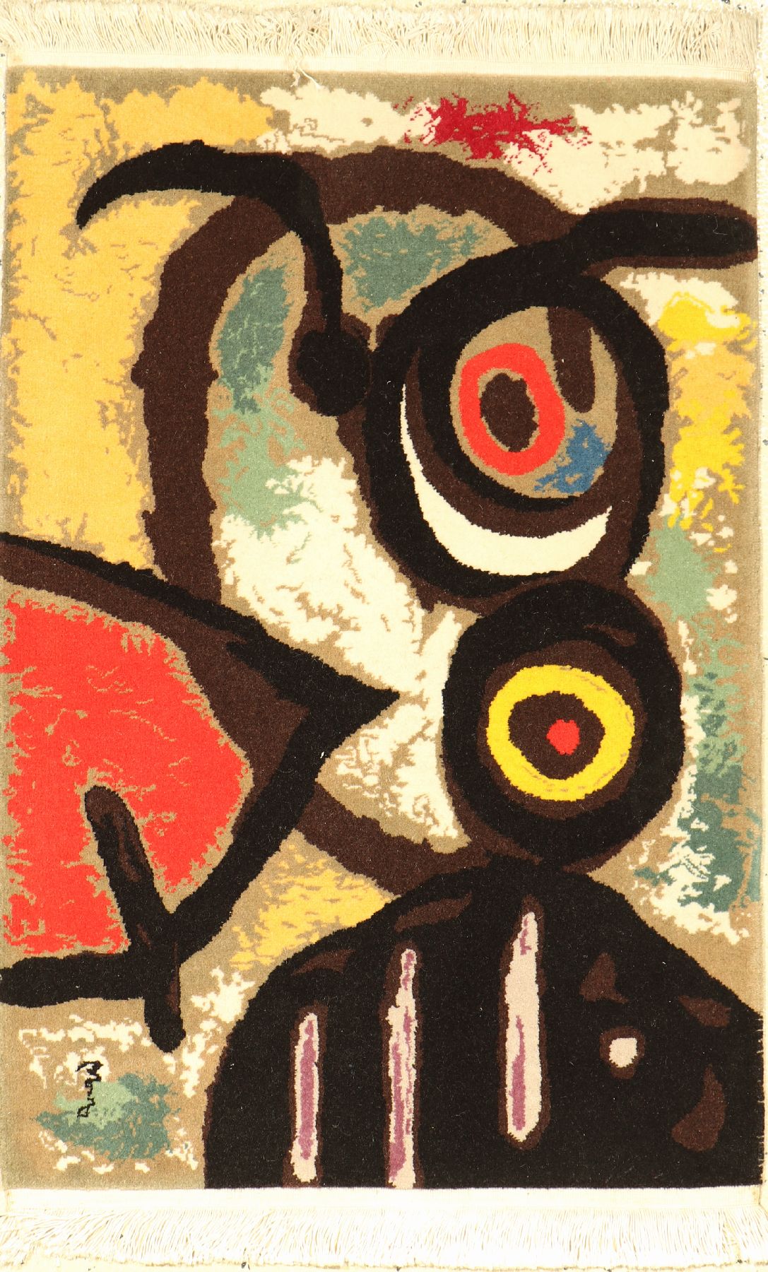 Künstlerteppich ´Miro´, China, ca. 30 Jahre, Wolle auf Baumwolle, ca. 87 x 60 cm, EHZ: 2