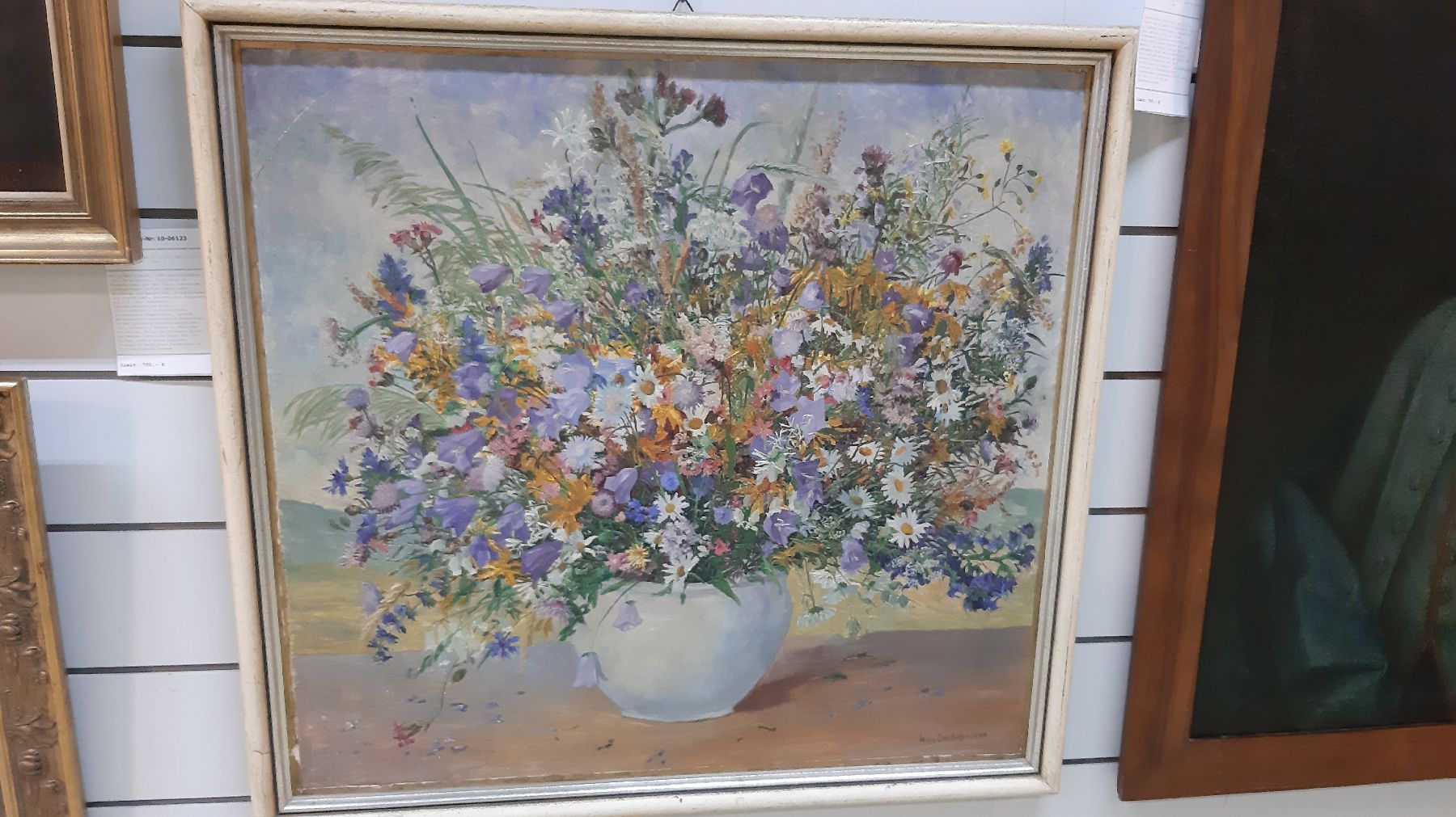 Detail b: Willy Deutschmann, 1880 Oberflörsheim- 1960 Petersbächel, Stillleben mit Sommerblumen aus der Pfalz, lebendiger durchgehender Duktus, zentrische ...