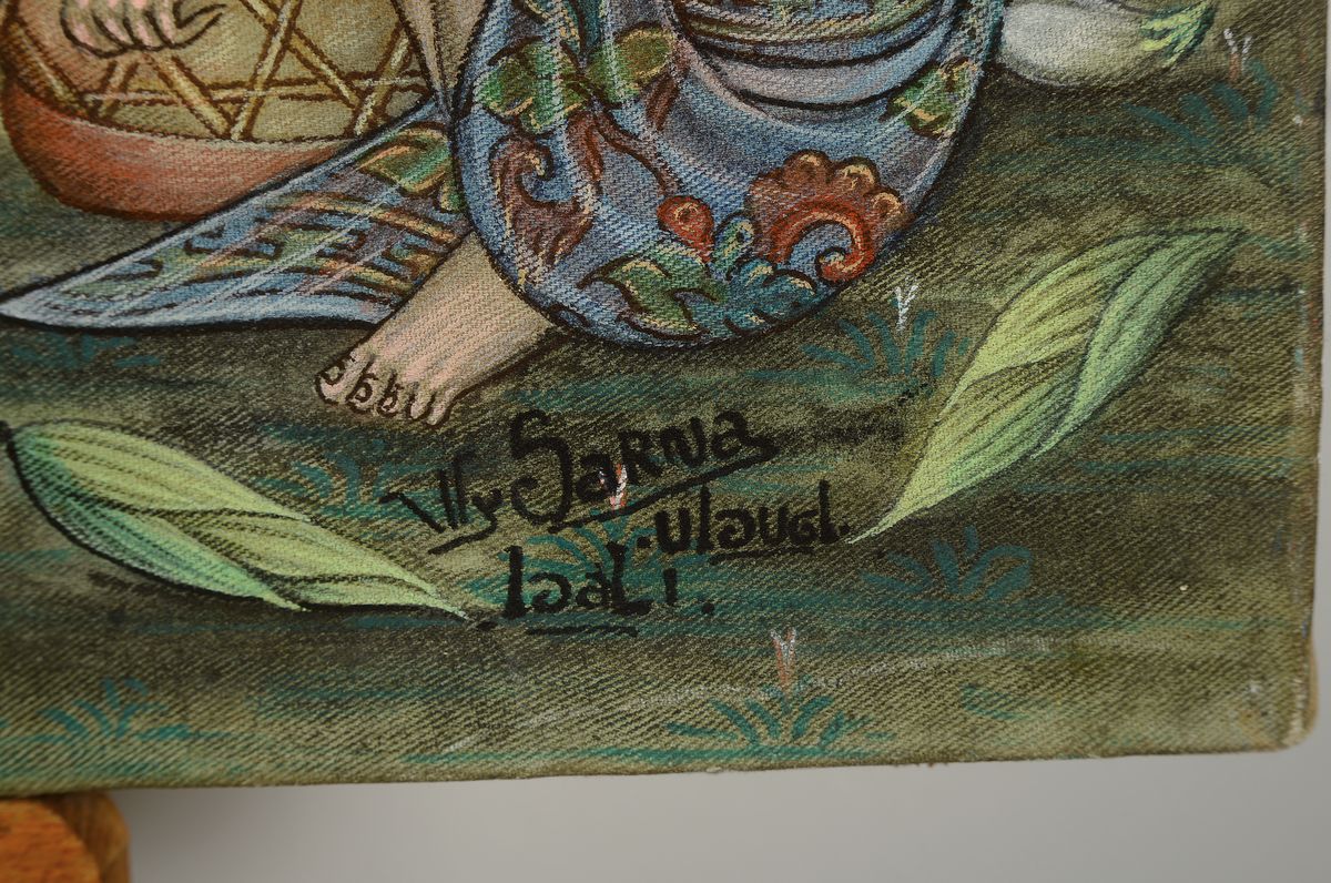 Detail a: Sarva, balinesischer Künstler, lebhafte Marktszene mit vielen Frauen, re. u. signiert, Öl/Lwd, H. 60 x 80 cm