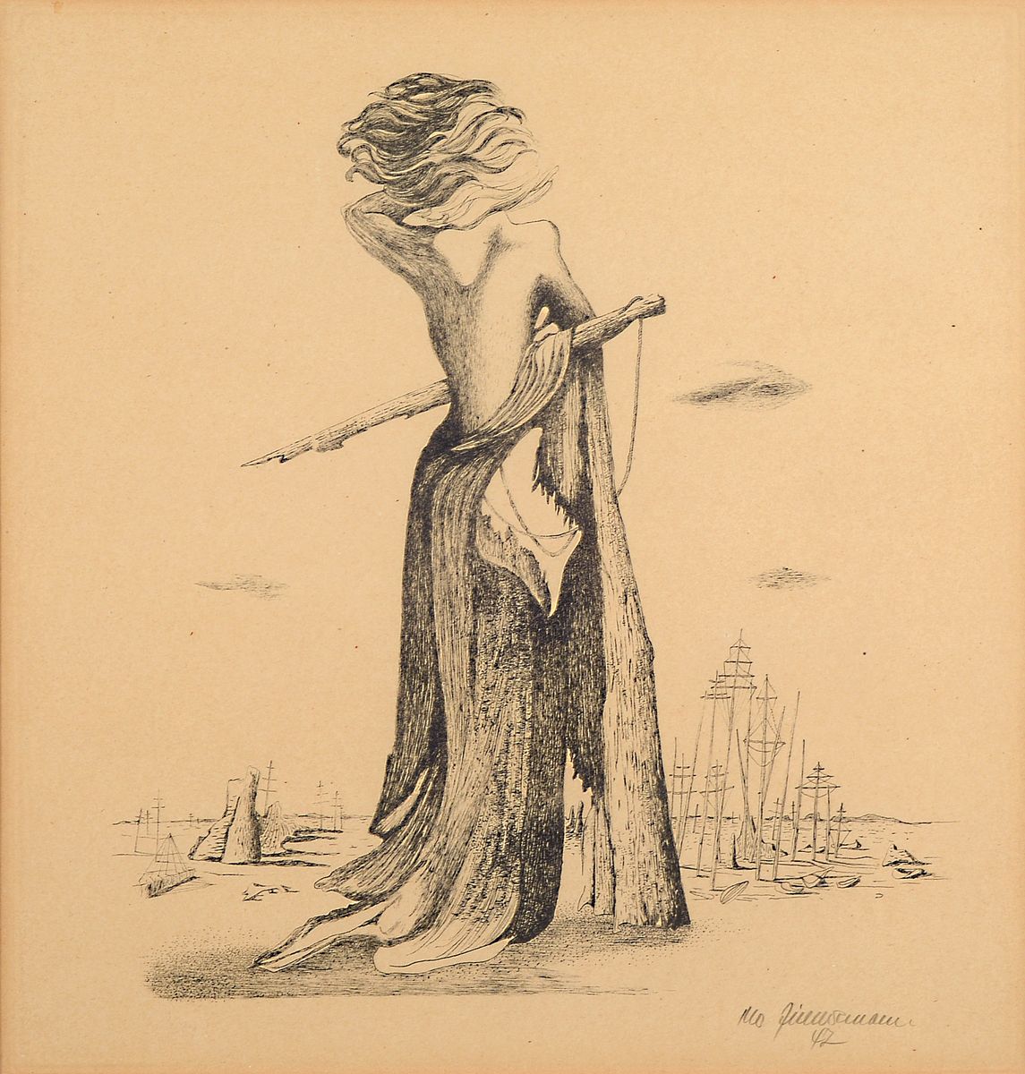 Mac Zimmermann, 1912 Stettin - 1995 Rott, Studium bei Gregor Rosenbauer an der Werkschule für gestaltende Arbeiten, vertretenin div. ...
