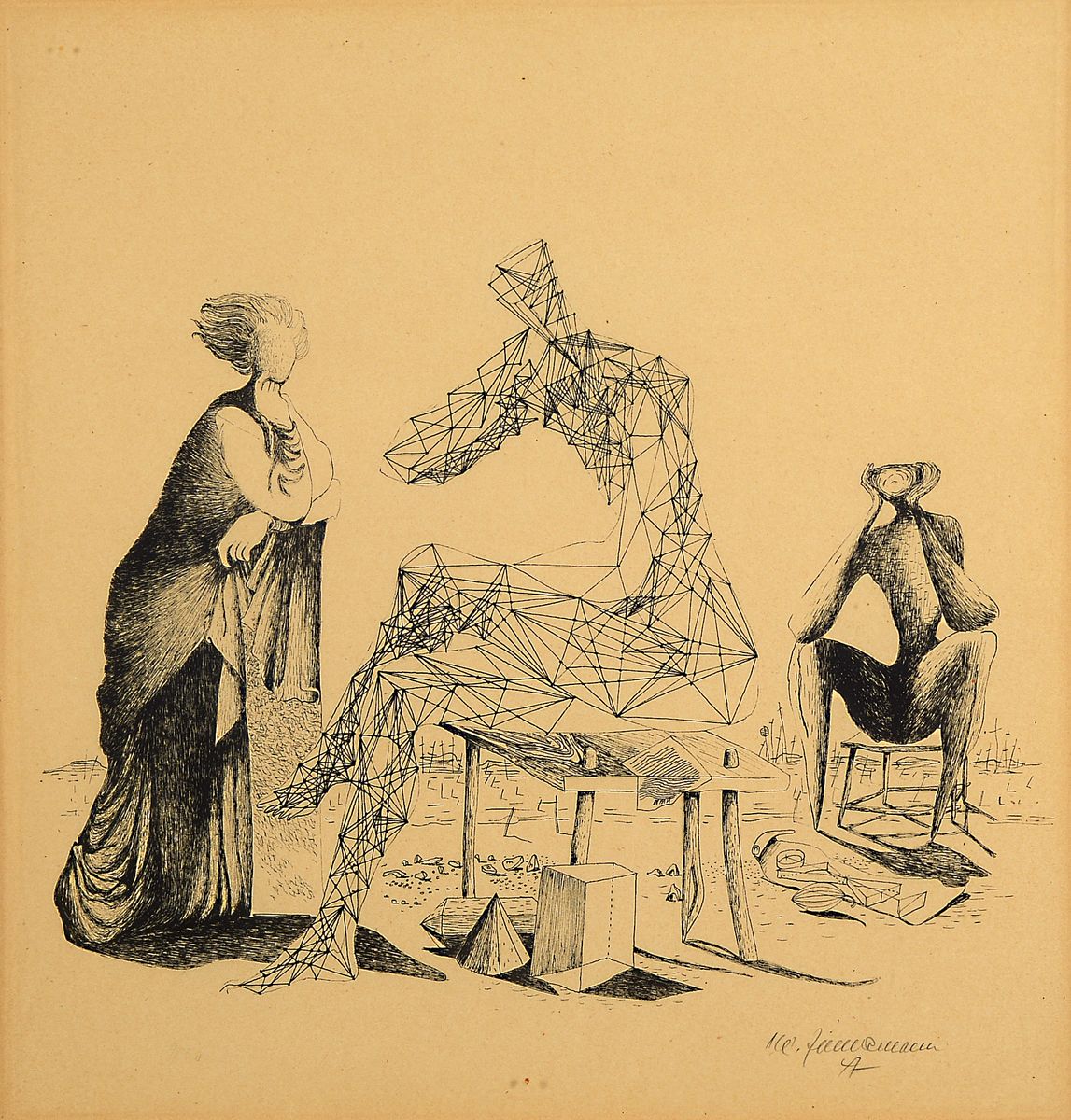 Detail b: Mac Zimmermann, 1912 Stettin - 1995 Rott, Studium bei Gregor Rosenbauer an der Werkschule für gestaltende Arbeiten, vertretenin div. ...