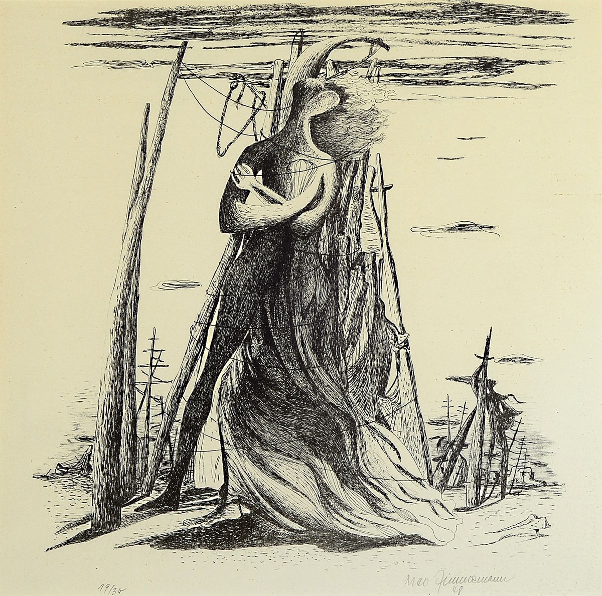 Detail d: Mac Zimmermann, 1912 Stettin - 1995 Rott, Studium bei Gregor Rosenbauer an der Werkschule für gestaltende Arbeiten, vertretenin div. ...