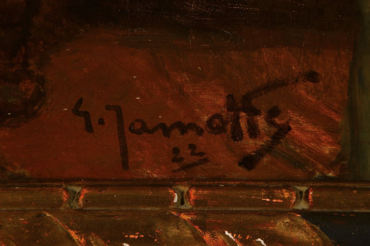 Detail a: Georges Bernard Jamotte, 1880-1942, belgischer Portrait- und Stilllebenmaler, hier: Portrait einer gutbürgerlichen Dame, gesellschaftlicher und ...