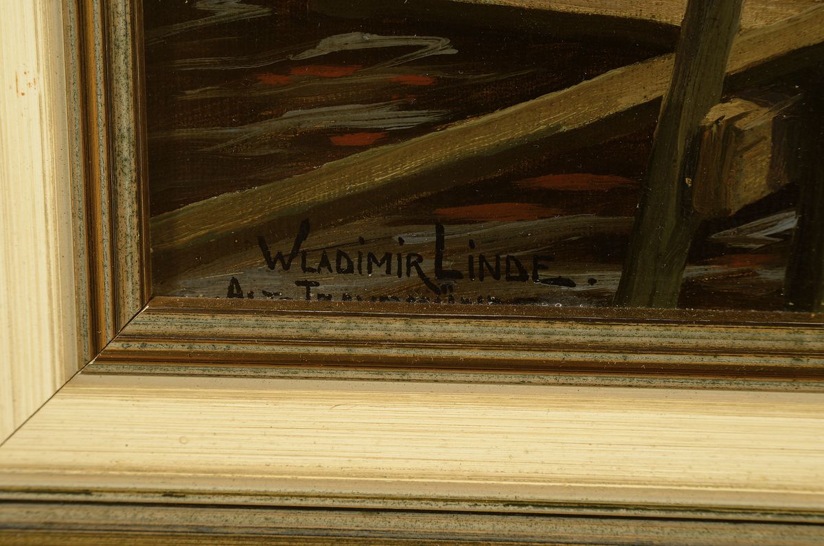 Detail a: Wladimir Linde, 1862 Riga - 1940, Maler und Restaurator, ab 1900 in Hamburg und München tätig, vor allem Landschaften der Lüneburger Heide und ...