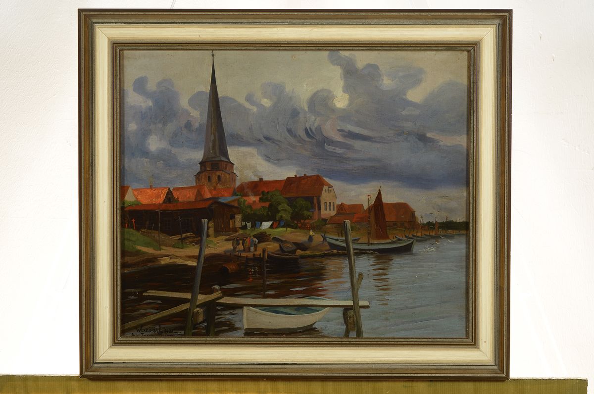 Detail k: Wladimir Linde, 1862 Riga - 1940, Maler und Restaurator, ab 1900 in Hamburg und München tätig, vor allem Landschaften der Lüneburger Heide und ...