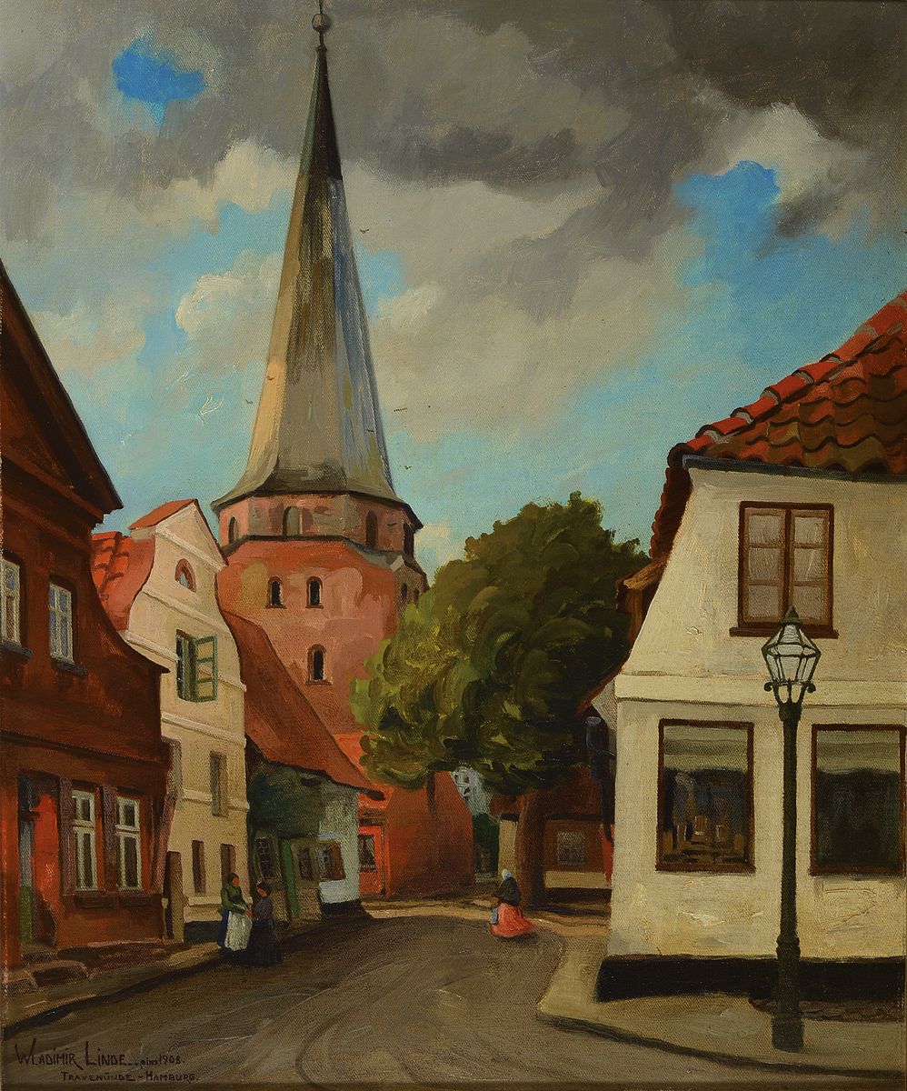 Wladimir Linde, 1862 Riga - 1940, Maler und Restaurator, ab 1900 in Hamburg und München tätig, vor allem Landschaften der Lüneburger Heide und ...