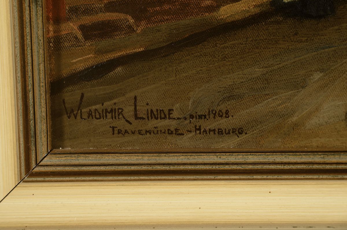 Detail a: Wladimir Linde, 1862 Riga - 1940, Maler und Restaurator, ab 1900 in Hamburg und München tätig, vor allem Landschaften der Lüneburger Heide und ...