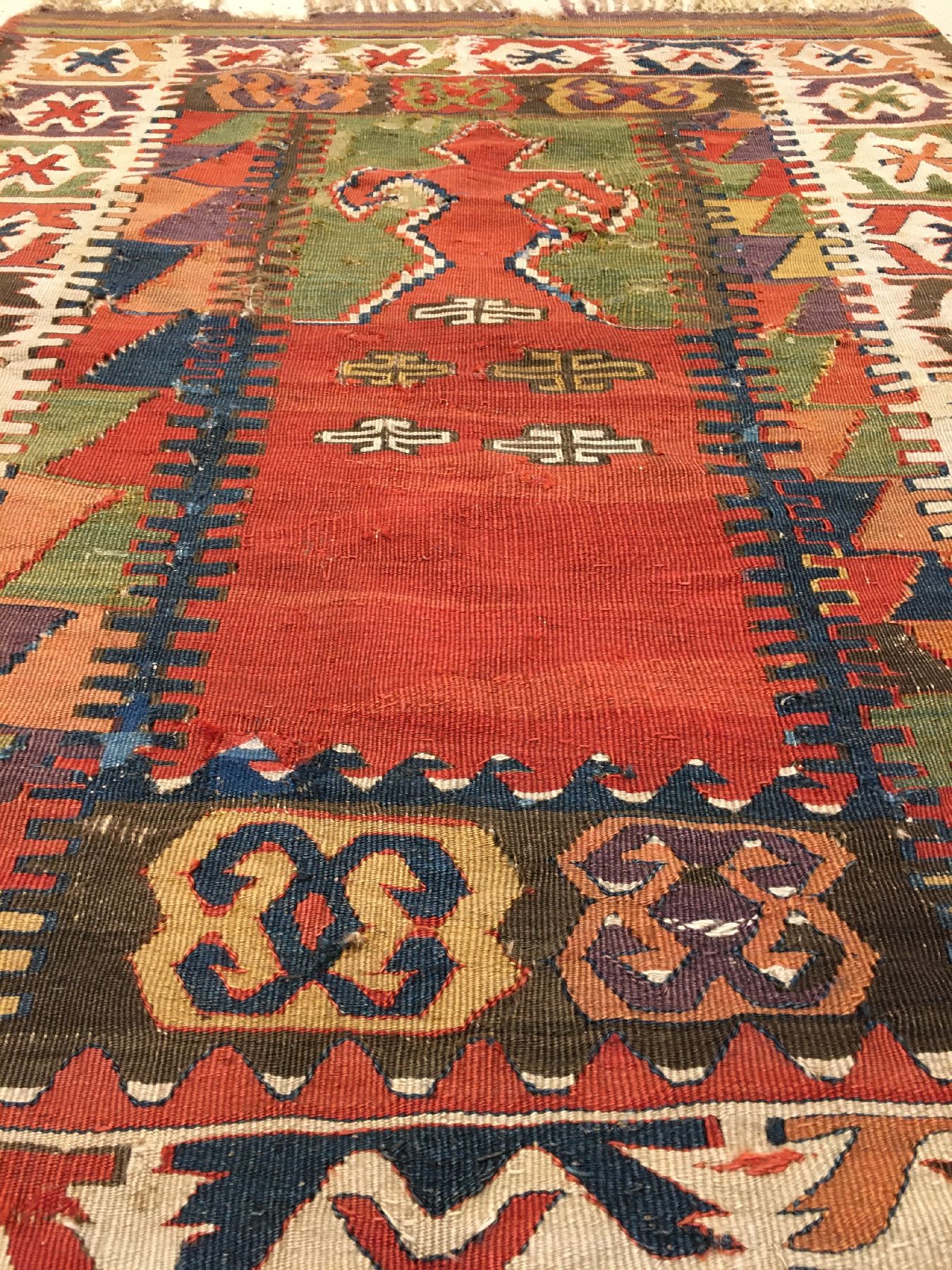 Detail d: Seltener Konya "Gebetskelim" antik (Publiziert), Zentralanatolien, Mitte 19.Jhd., Wolle gewebt auf Wolle. Publizierter Gebetskelim aus ...