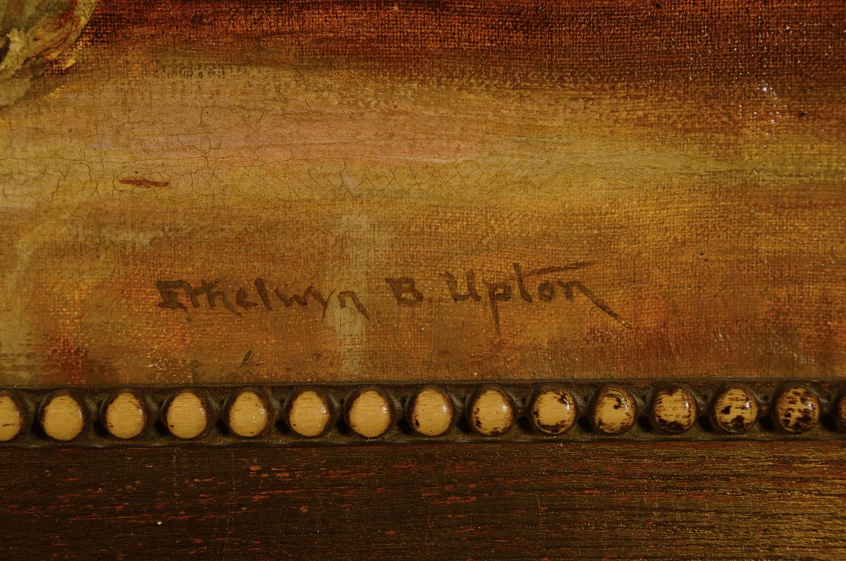 Detail a: Ethelwyn B. Upton, 1921 gestorben, Stillleben mit Kapuzinerkresse, Öl/Lwd., re. unten signiert, qualitätvolle Malerei, ca. 30x 38 cm, Rahmen