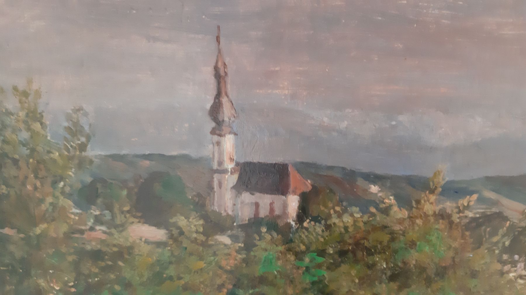 Detail e: Paul Thiem, 1858 Berlin- 1922 Starnberg, Studium an der KA München, in Starnberg ansässiger Maler, hier sommerliche Landschaft mit Blick wohl auf ...