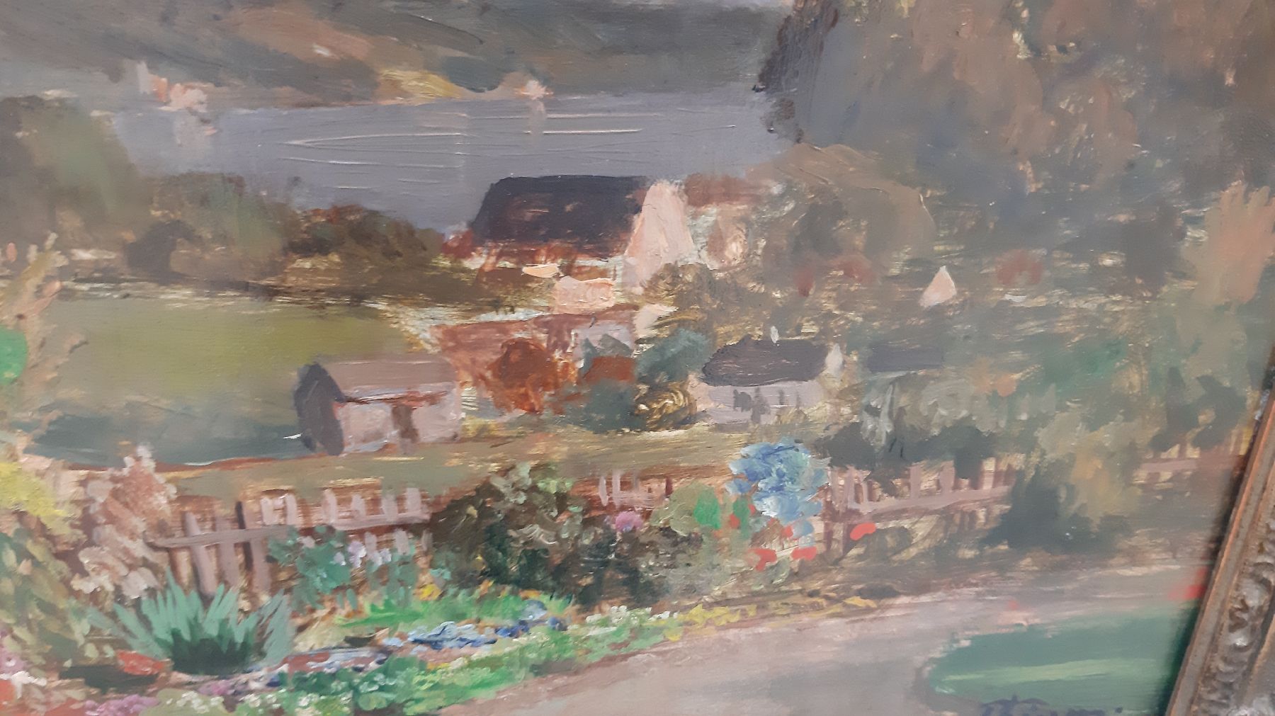 Detail f: Paul Thiem, 1858 Berlin- 1922 Starnberg, Studium an der KA München, in Starnberg ansässiger Maler, hier sommerliche Landschaft mit Blick wohl auf ...