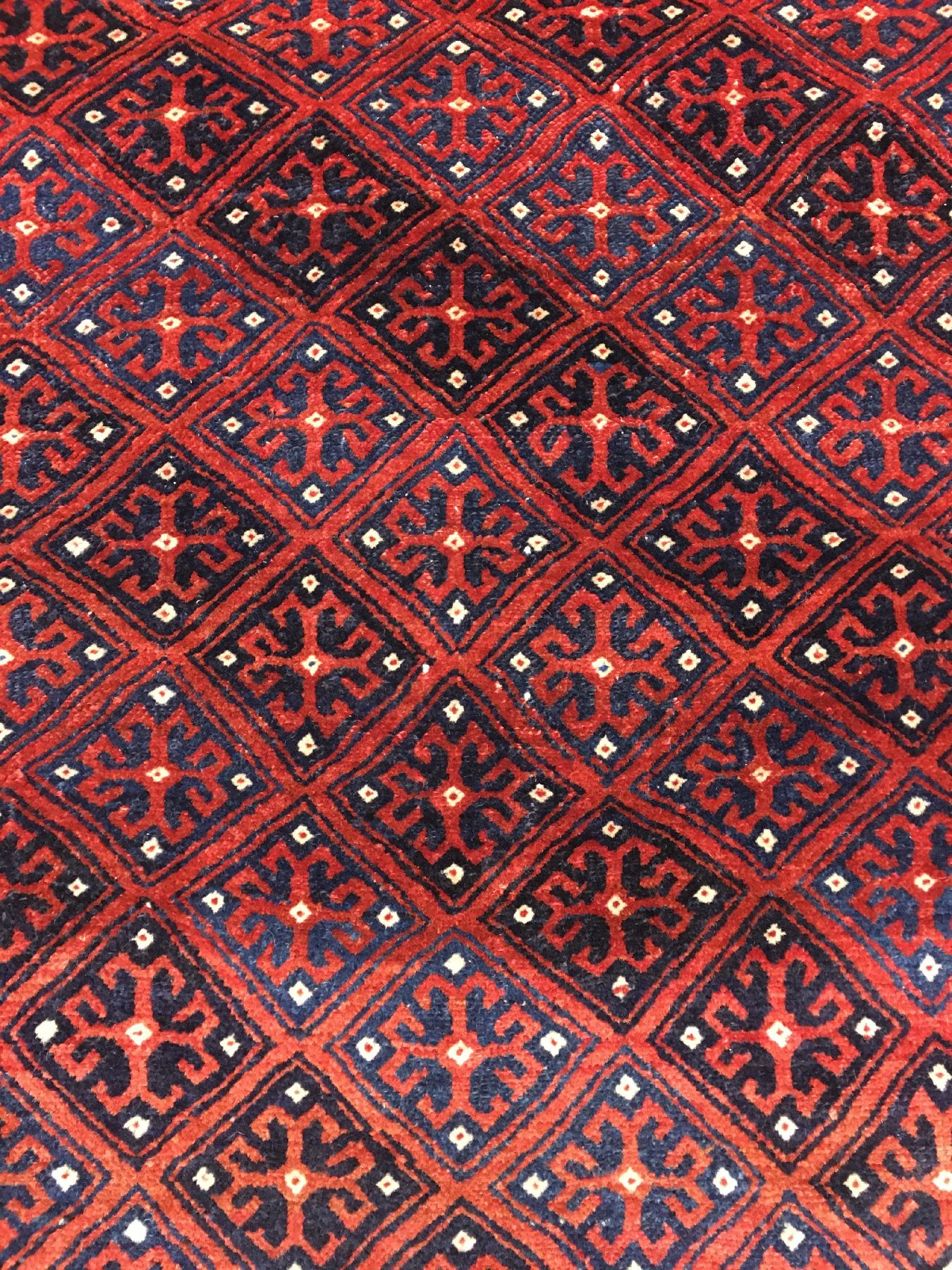 Detail d: Feiner Göklan antik, Nordostpersien Gurgan, 19.Jhd., Wolle geknüpft auf Wolle. Fein geknüpfte Zeremonial-Sitzunterlage der Göklan-Turkmenen mit ...