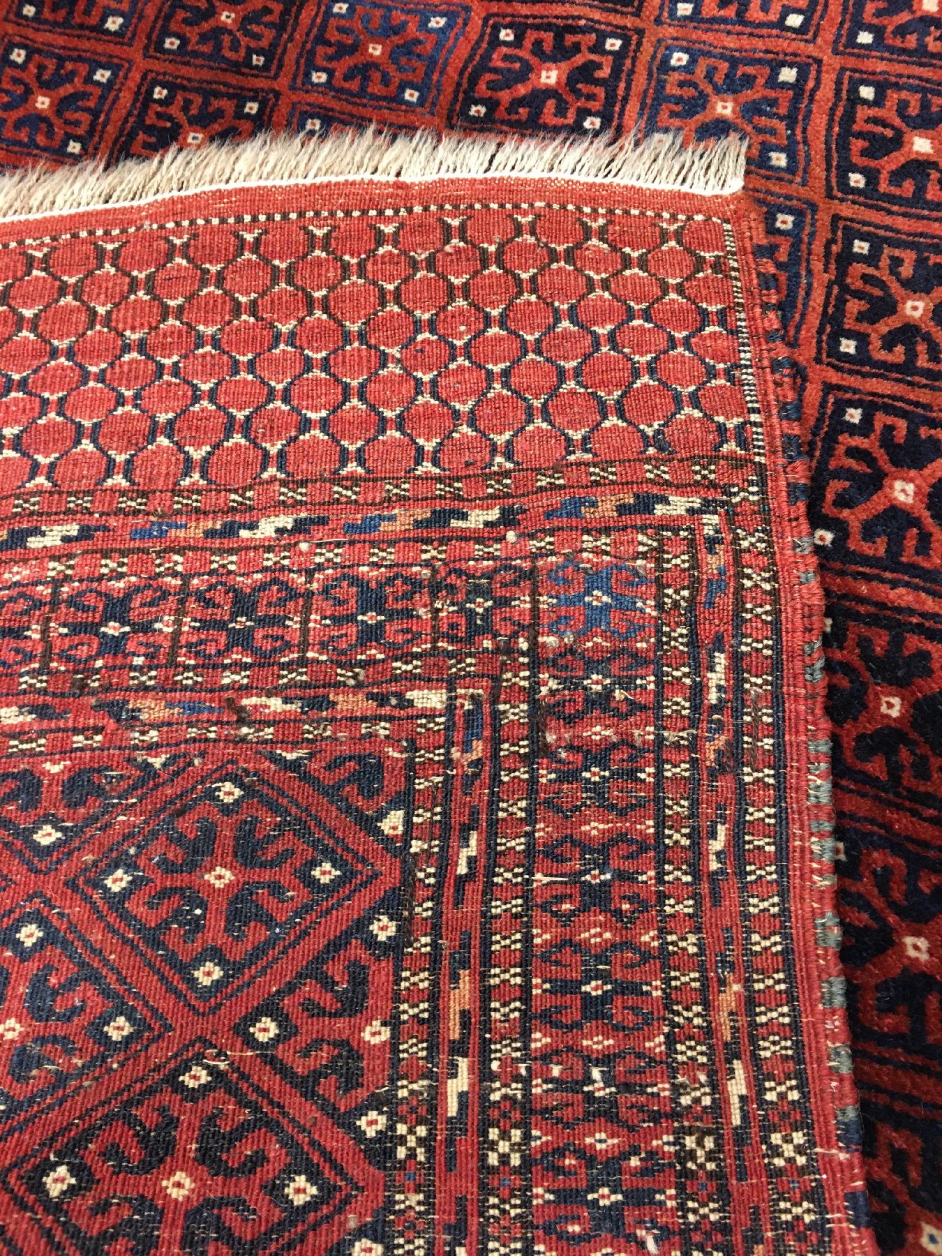 Detail h: Feiner Göklan antik, Nordostpersien Gurgan, 19.Jhd., Wolle geknüpft auf Wolle. Fein geknüpfte Zeremonial-Sitzunterlage der Göklan-Turkmenen mit ...