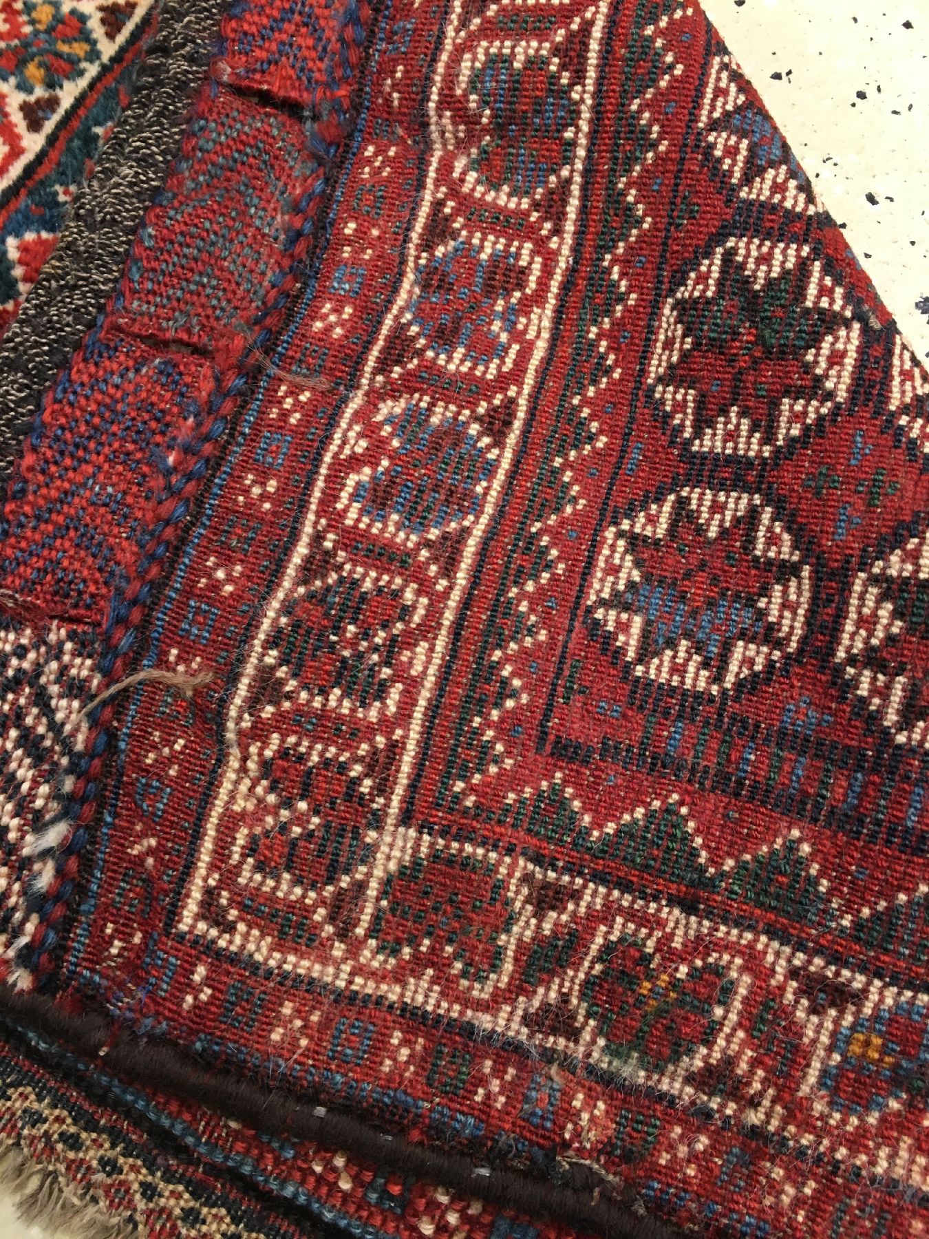 Detail f: 1 Paar Khamseh "Taschenfronten" antik, Südwestpersien Fars-Region, 19.Jhd., Wolle geknüpft auf Wolle. Zwei Khamseh Taschenfronten im ...