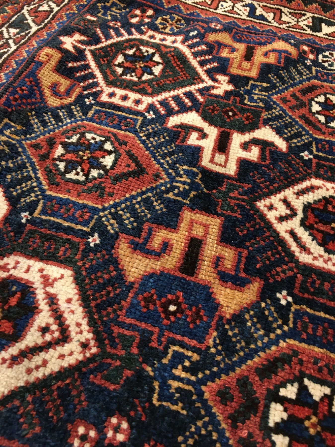 Detail c: 1 Paar Khamseh "Taschen" antik, Südwestpersien Fars-Region, Ende 19.Jhd., Wolle geknüpft auf Wolle/Ziegenhaar. Zwei Große Taschen mit ...