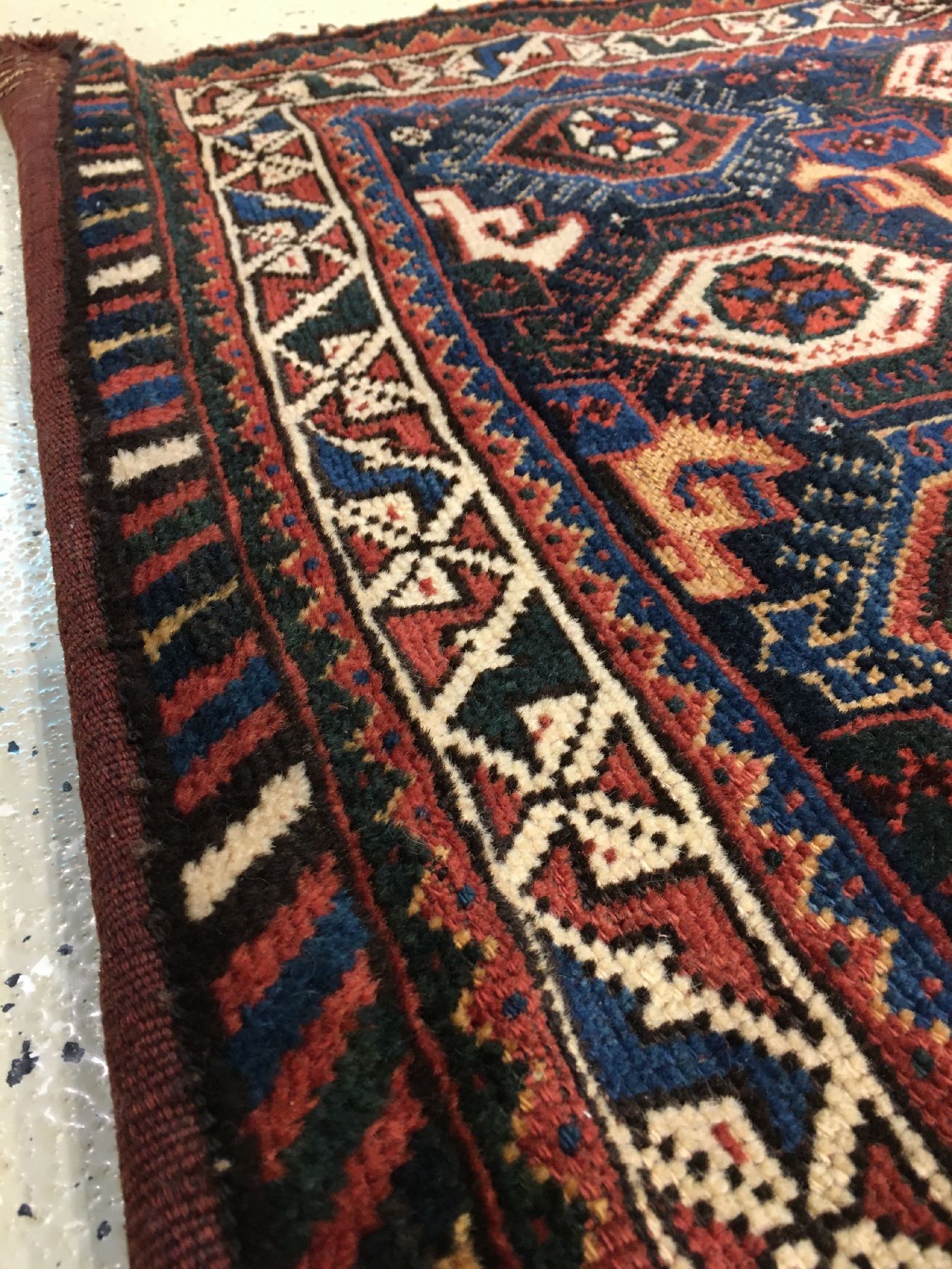 Detail f: 1 Paar Khamseh "Taschen" antik, Südwestpersien Fars-Region, Ende 19.Jhd., Wolle geknüpft auf Wolle/Ziegenhaar. Zwei Große Taschen mit ...