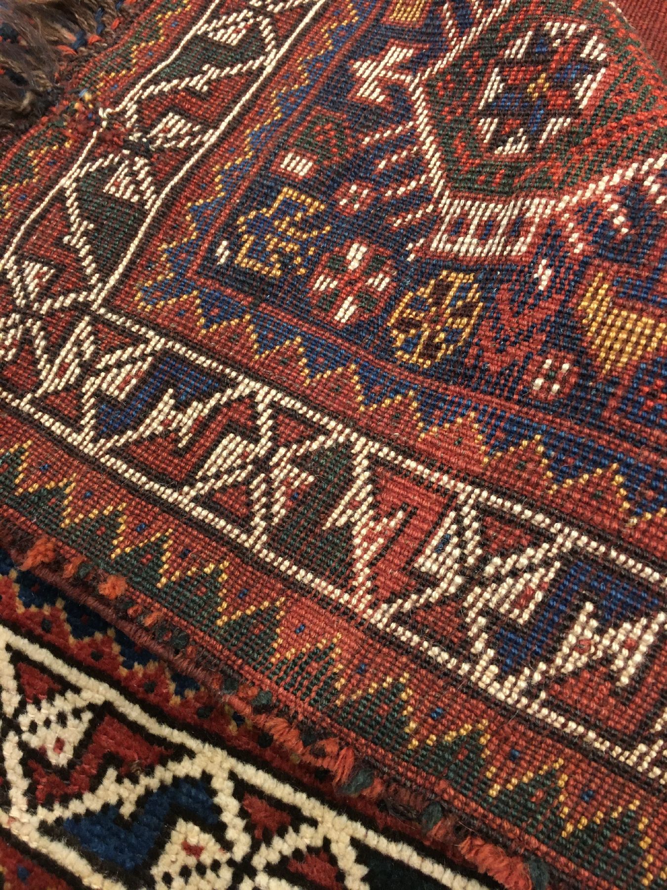Detail g: 1 Paar Khamseh "Taschen" antik, Südwestpersien Fars-Region, Ende 19.Jhd., Wolle geknüpft auf Wolle/Ziegenhaar. Zwei Große Taschen mit ...