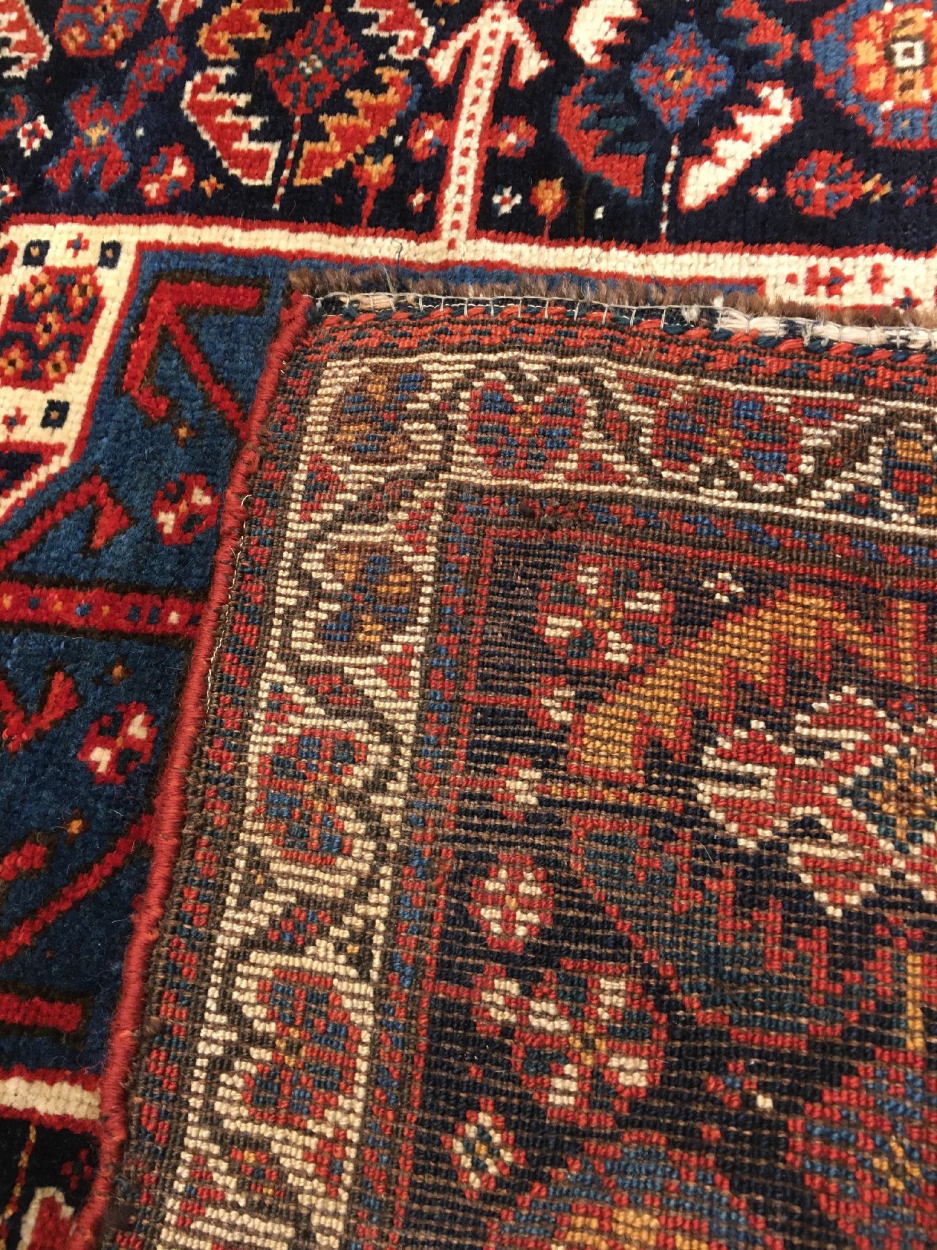 Detail g: Große Khamseh "Taschenfront" antik, Südwestpersien Fars-Region, 19.Jhd., Wolle geknüpft auf Wolle/Ziegenhaar. Seltene großformatige ...