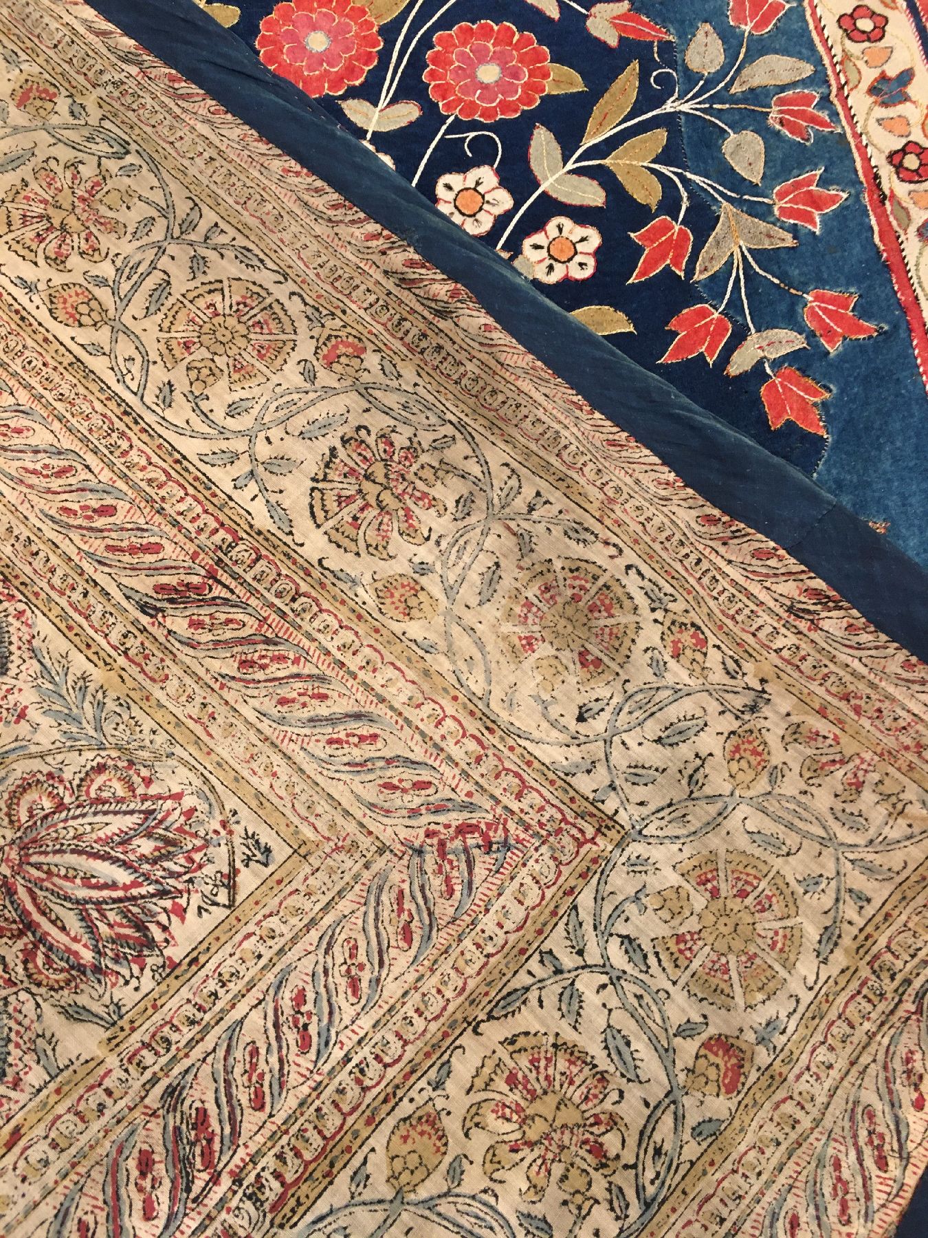 Detail h: Frühe Rascht "Susani" mit Metallbrokat antik, Nordpersien Kaspisches-Meer Gilan, 18.Jhd., Filz/Seide/Metall/Rückseitig nachträglich mit ...