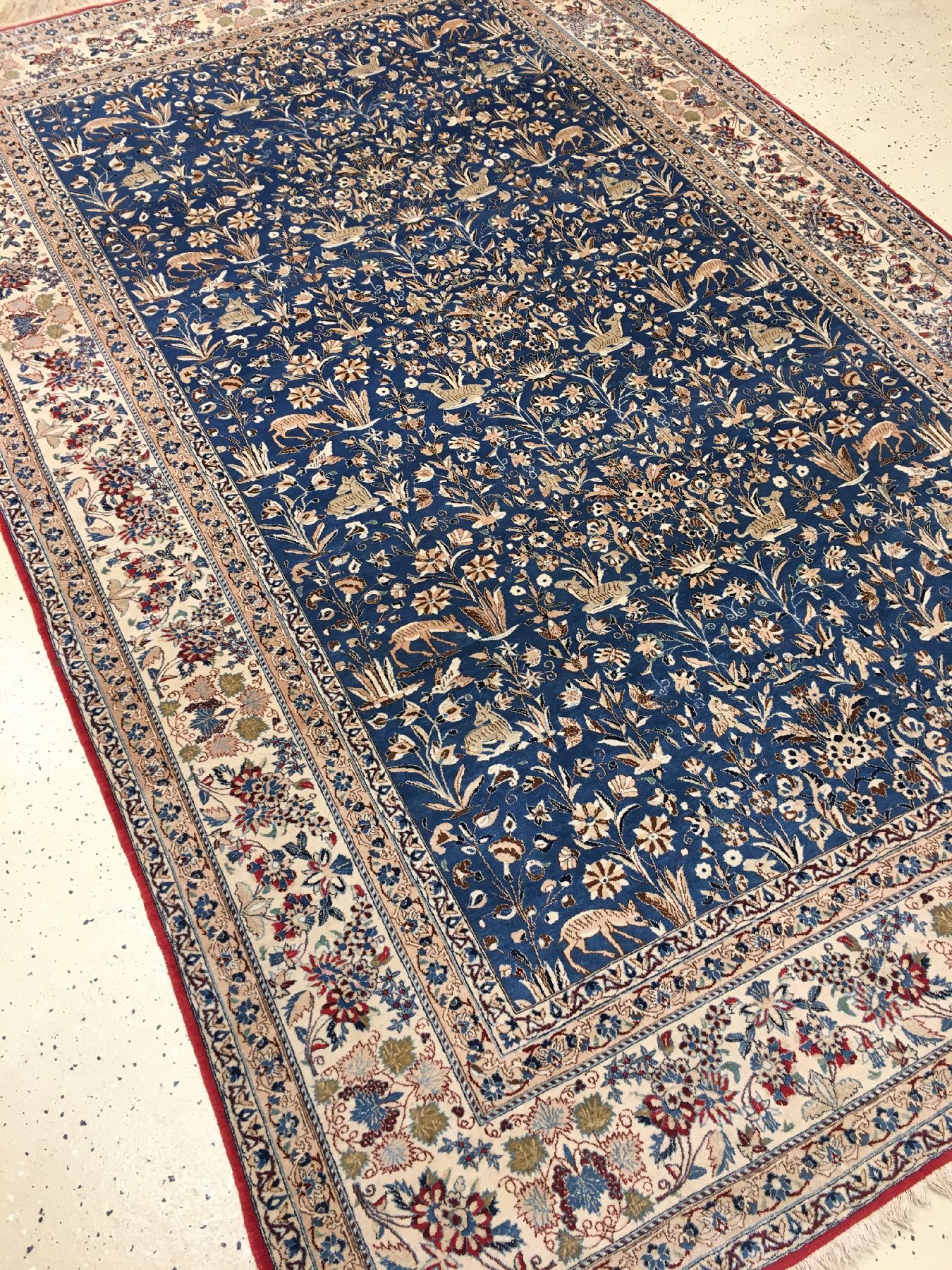 Detail b: Feiner Nain "Tudeschk" alt, Zentralpersien,um 1950, Korkwolle mit Seide geknüpft auf Baumwolle. Fein und sauber geknüpfter Nain-Tudeschk ...