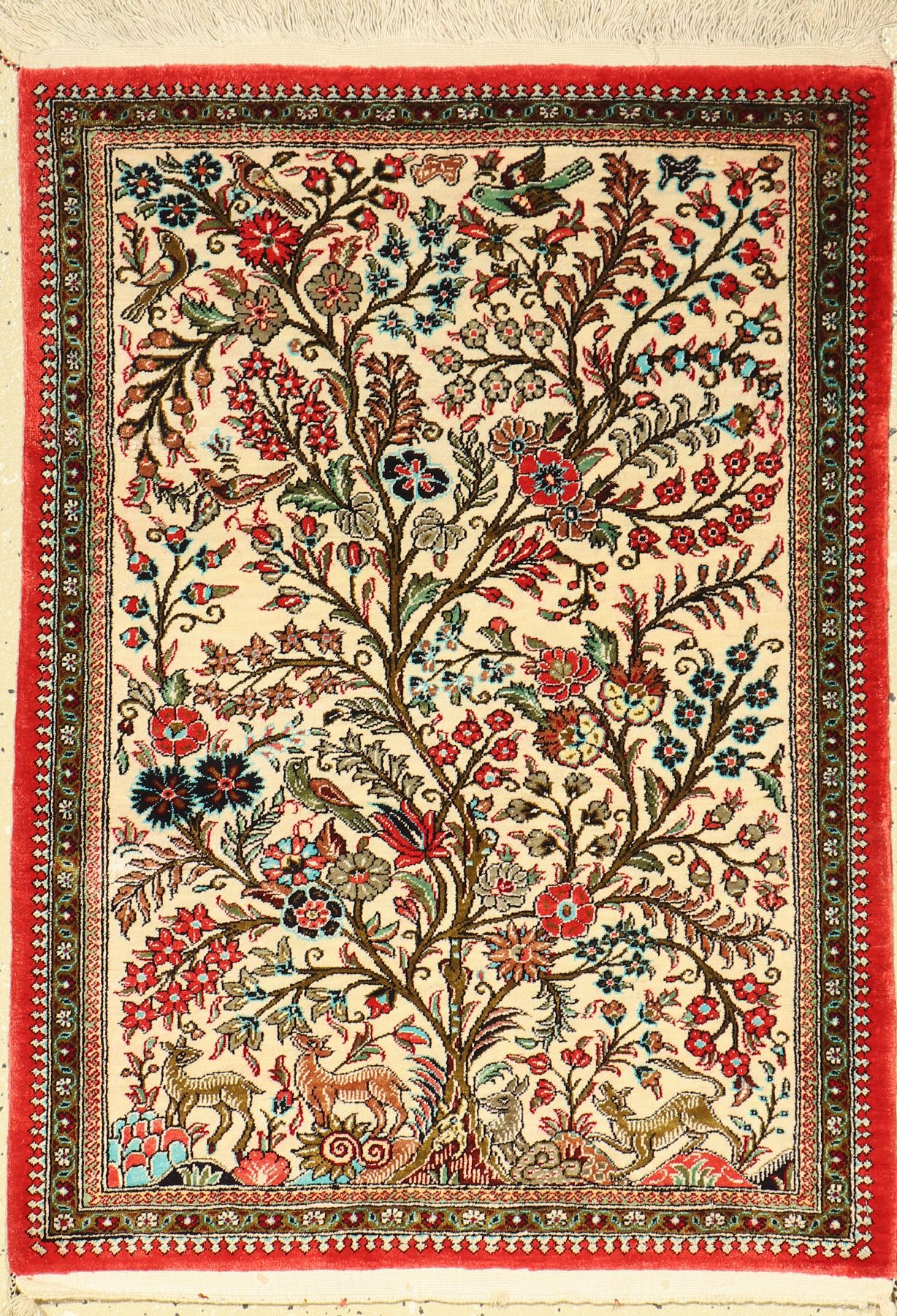 Ghom Seide, Persien, ca. 40 Jahre, Naturseide, ca. 83 x 58 cm, EHZ: 2